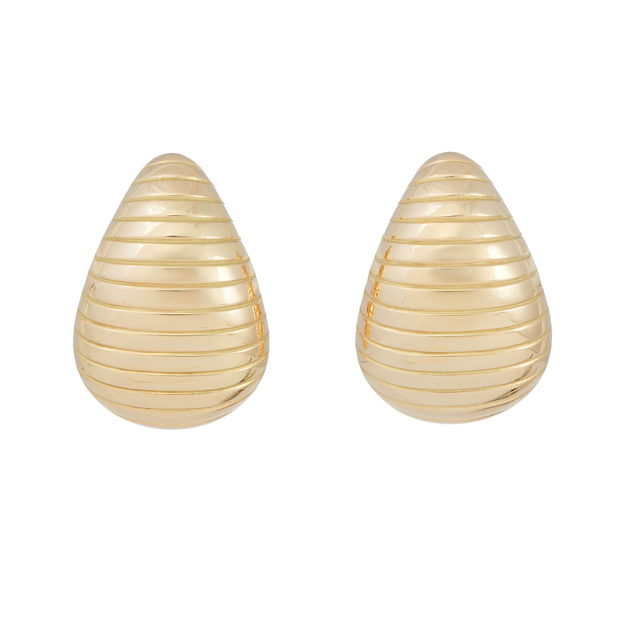 Grooved Anjou Earrings | Yellow Gold / 1.5 x 1 in (3.7 x 2.6 cm) | Earrings
