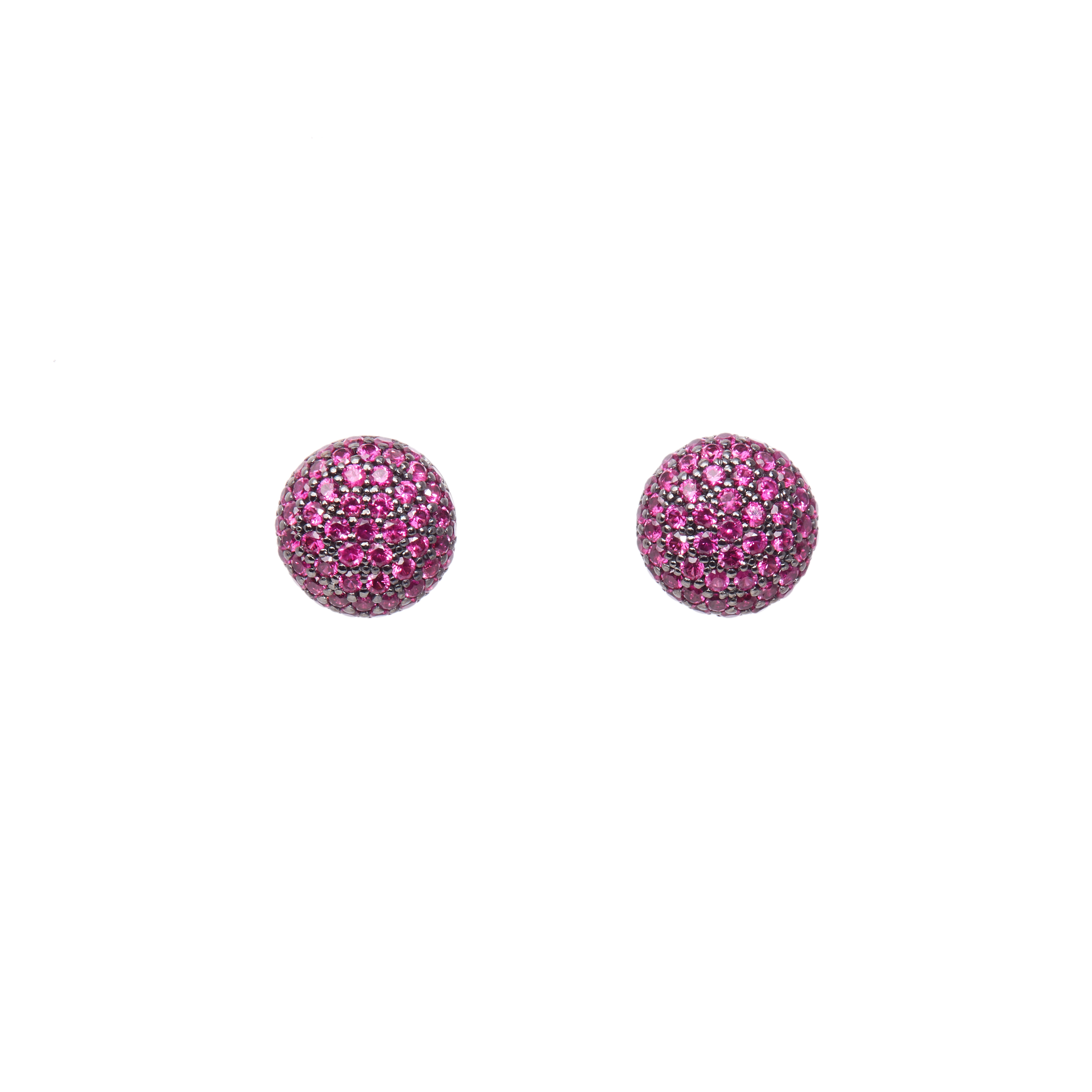 Perfect Pavé Button Earrings with Rubies | White Gold Ruby Pavé / Large | Earrings