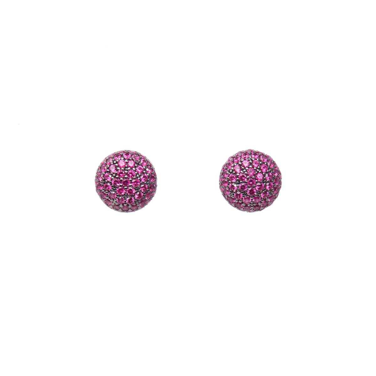 Perfect Pavé Button Earrings with Rubies | White Gold Ruby Pavé / Large | Earrings