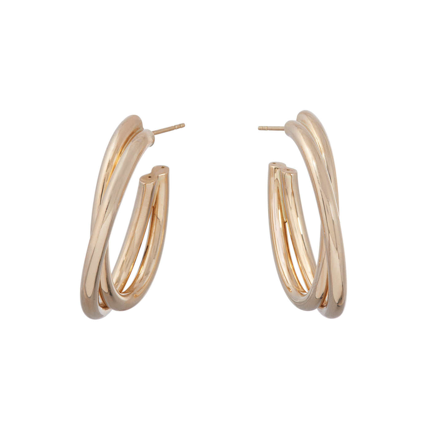 Oval Intertwined Hoop Earrings | Yellow Gold / 1.75 in (4.4 cm) | Earrings
