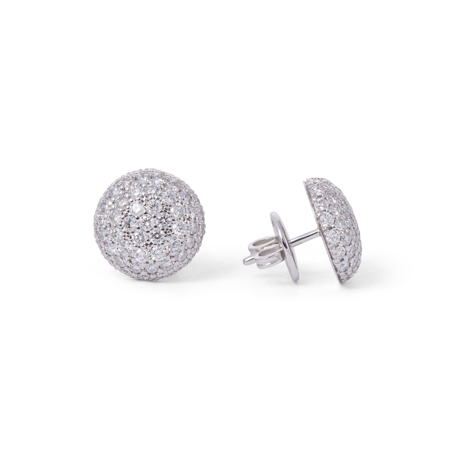 Perfect Pavé Button Earrings with Diamonds | White Gold Diamond Pavé / Large | Earrings