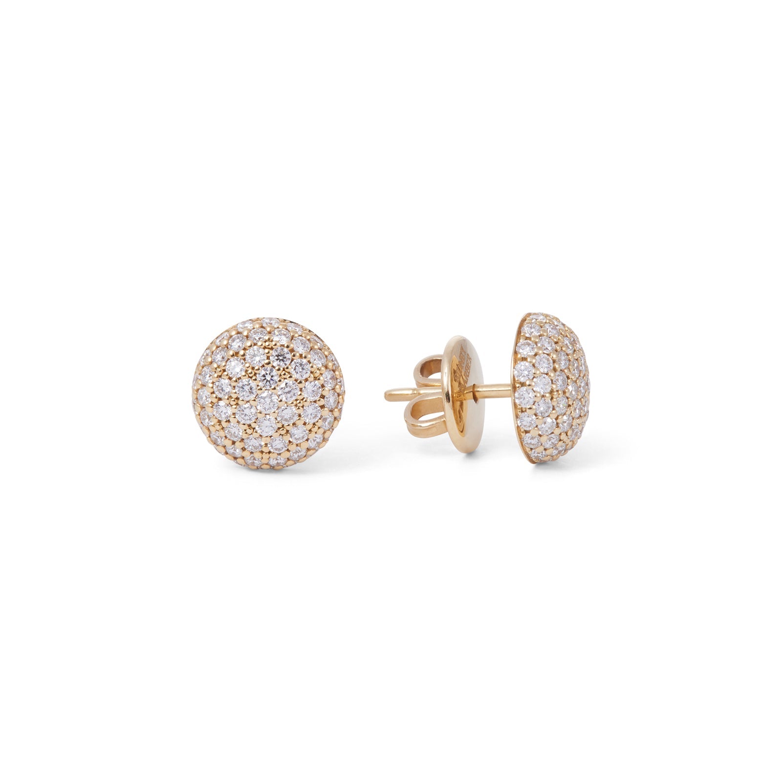 Perfect Pavé Button Earrings with Diamonds | Yellow Gold Diamond Pavé / Medium | Earrings