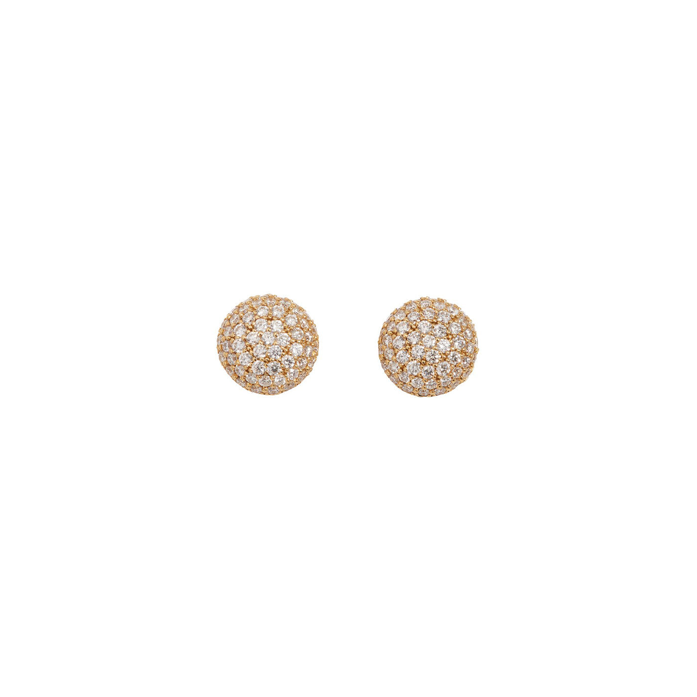 Perfect Pavé Button Earrings with Diamonds | Yellow Gold Diamond Pavé / Large | Earrings