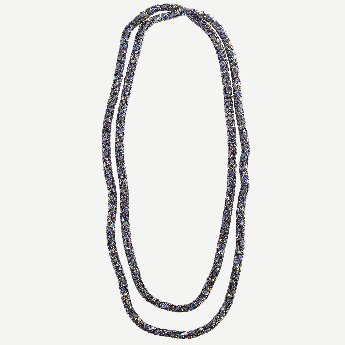 Blue Jean Sapphire and Diamond Rope Necklace