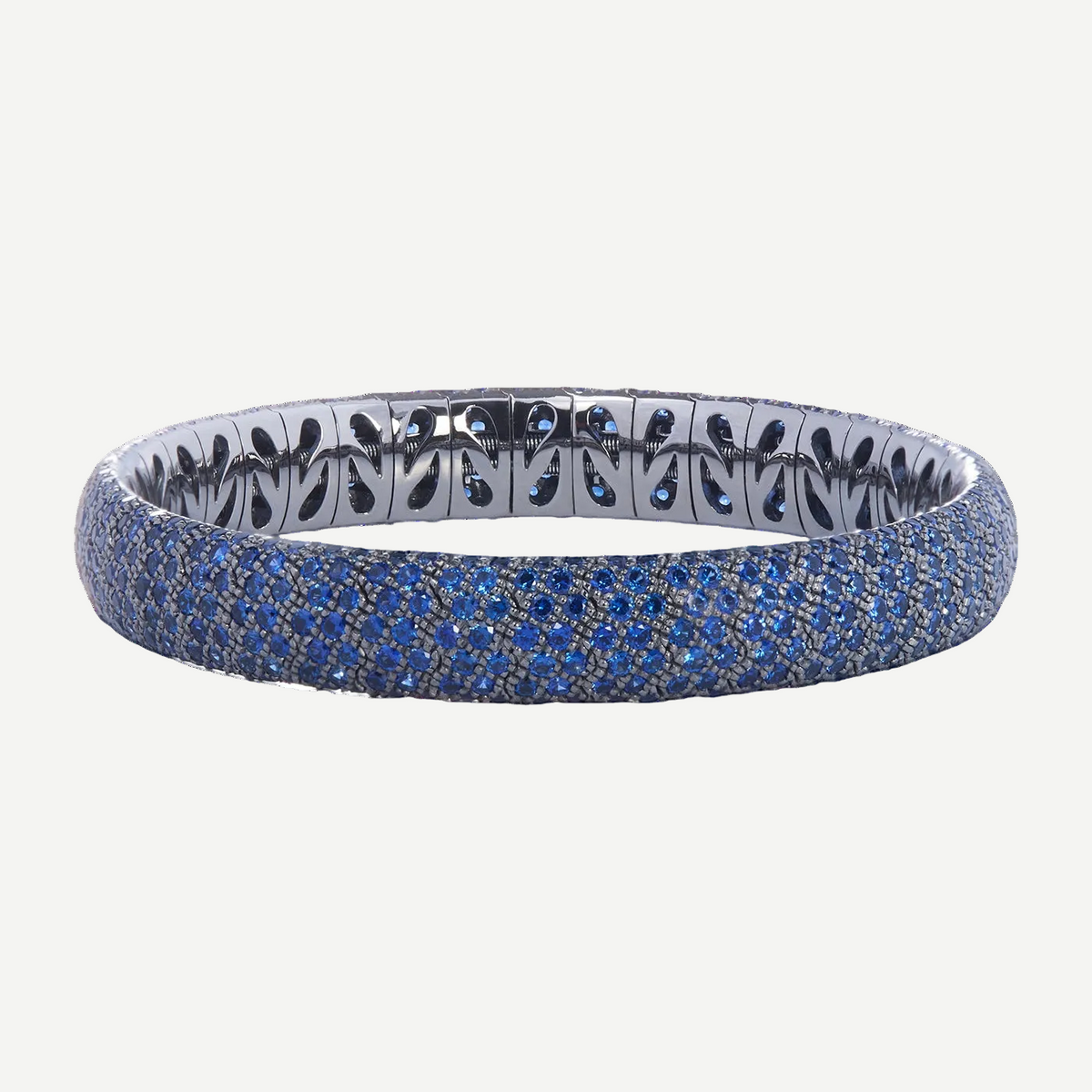 Pavé Stretch Bracelet with Sapphires | White Gold Sapphire Pavé | Bracelets Bracelets