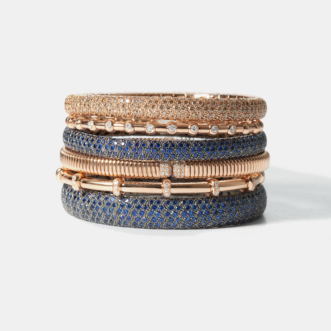 Pavé Stretch Bracelet with Sapphires | White Gold Sapphire Pavé | Bracelets Bracelets