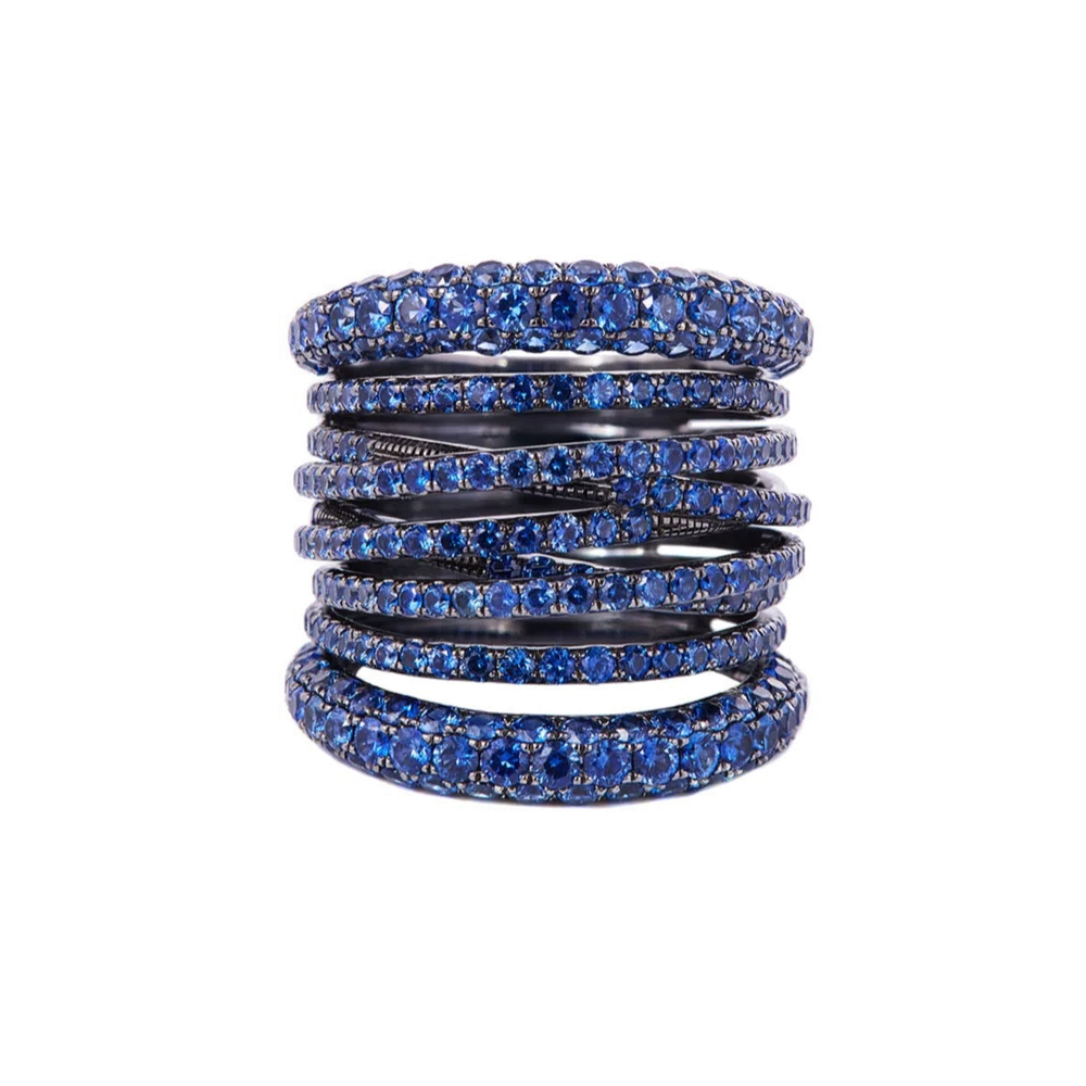 Tall Scribble Ring with Sapphires | Rings