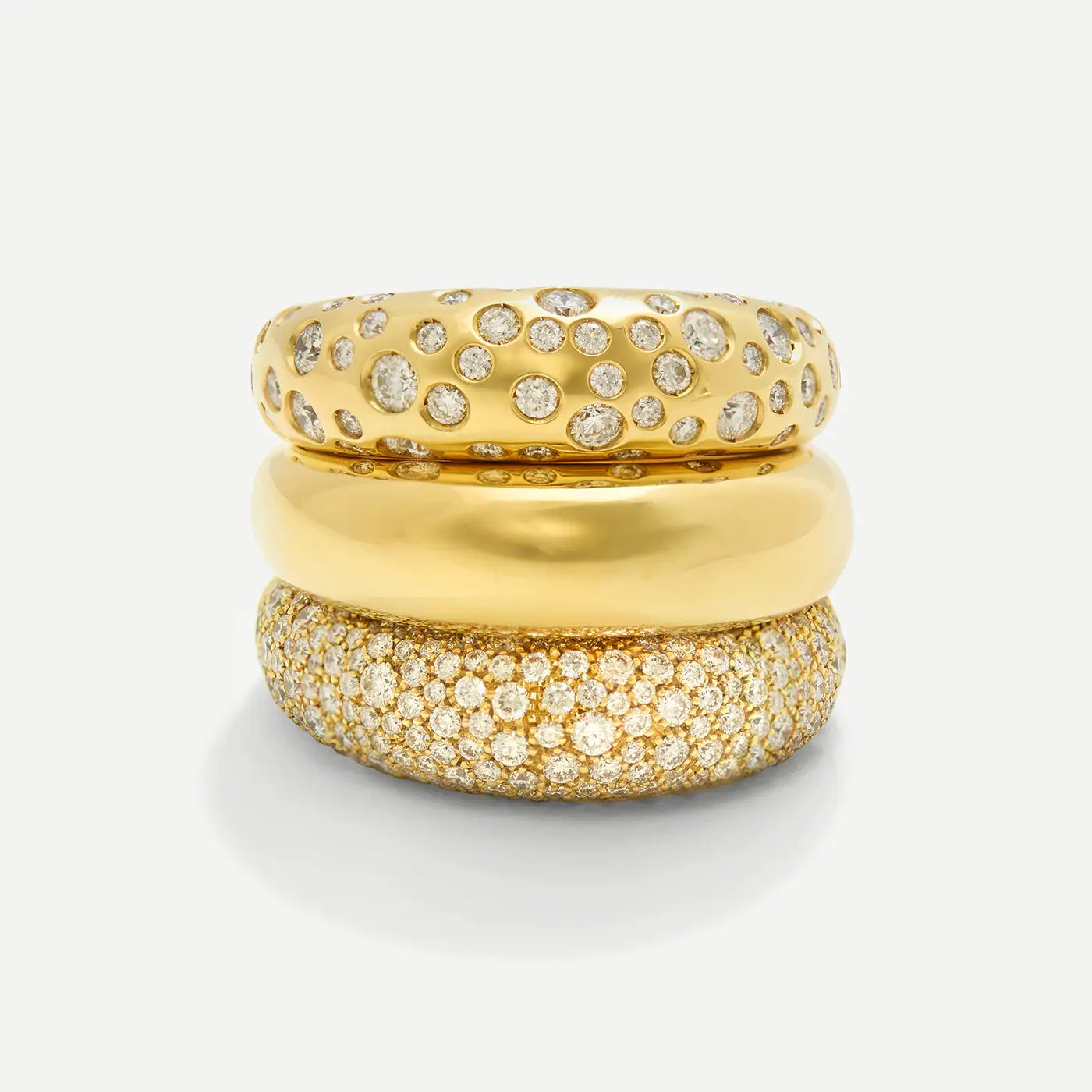 French Dome Ring with Diamond Pavé | Yellow Gold / 6 | Rings