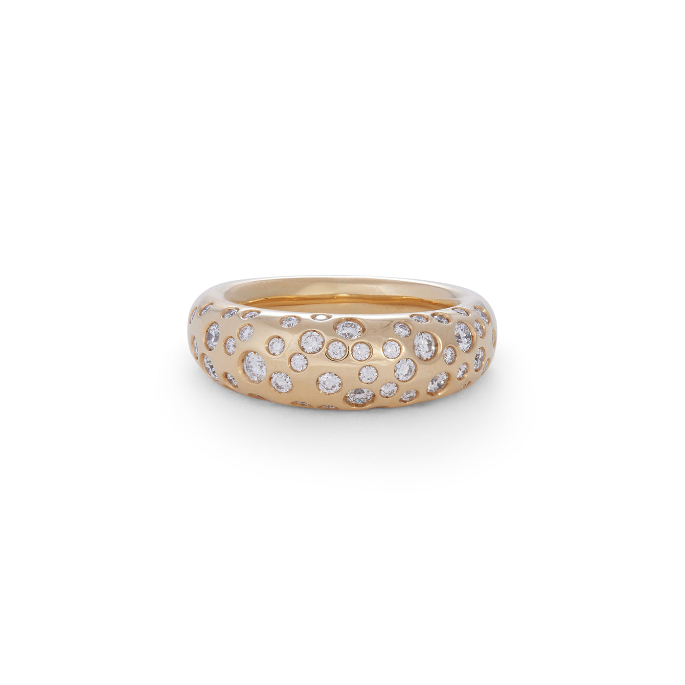Spotted French Dome Ring with Diamonds | Yellow Gold / 6 | Rings