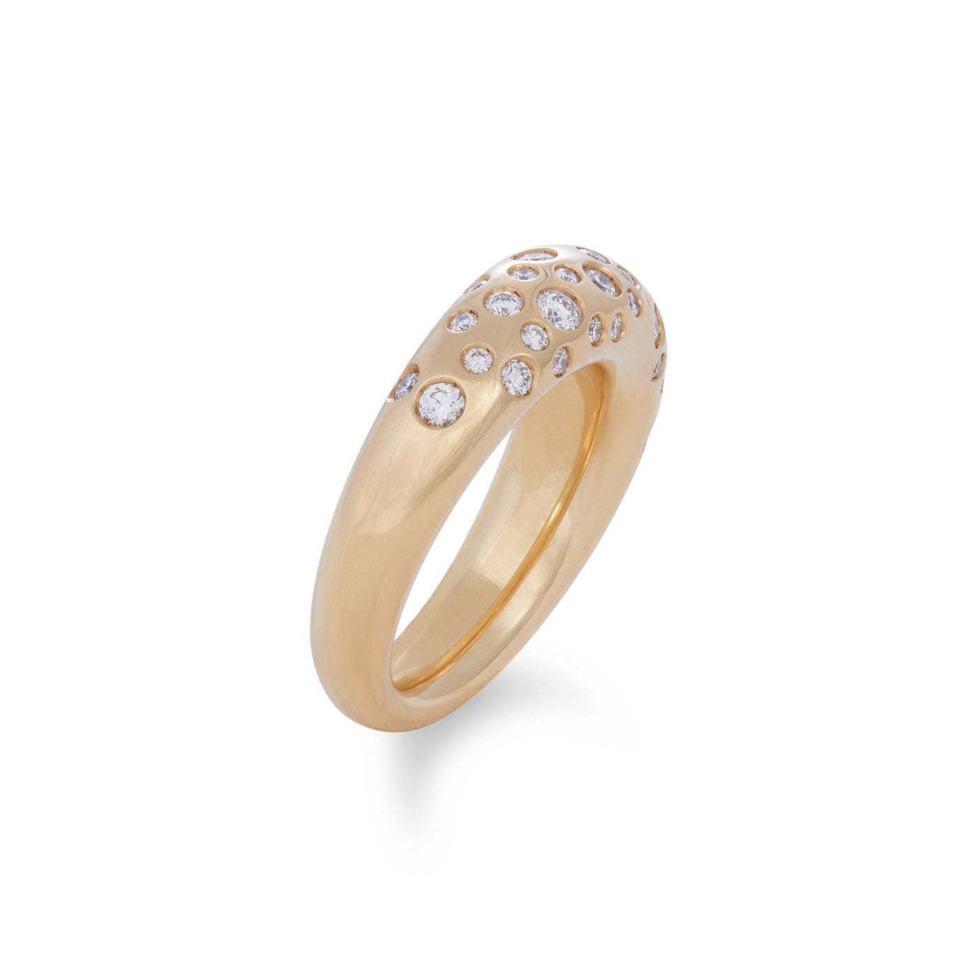 Spotted French Dome Ring with Diamonds | Yellow Gold / 6 | Rings
