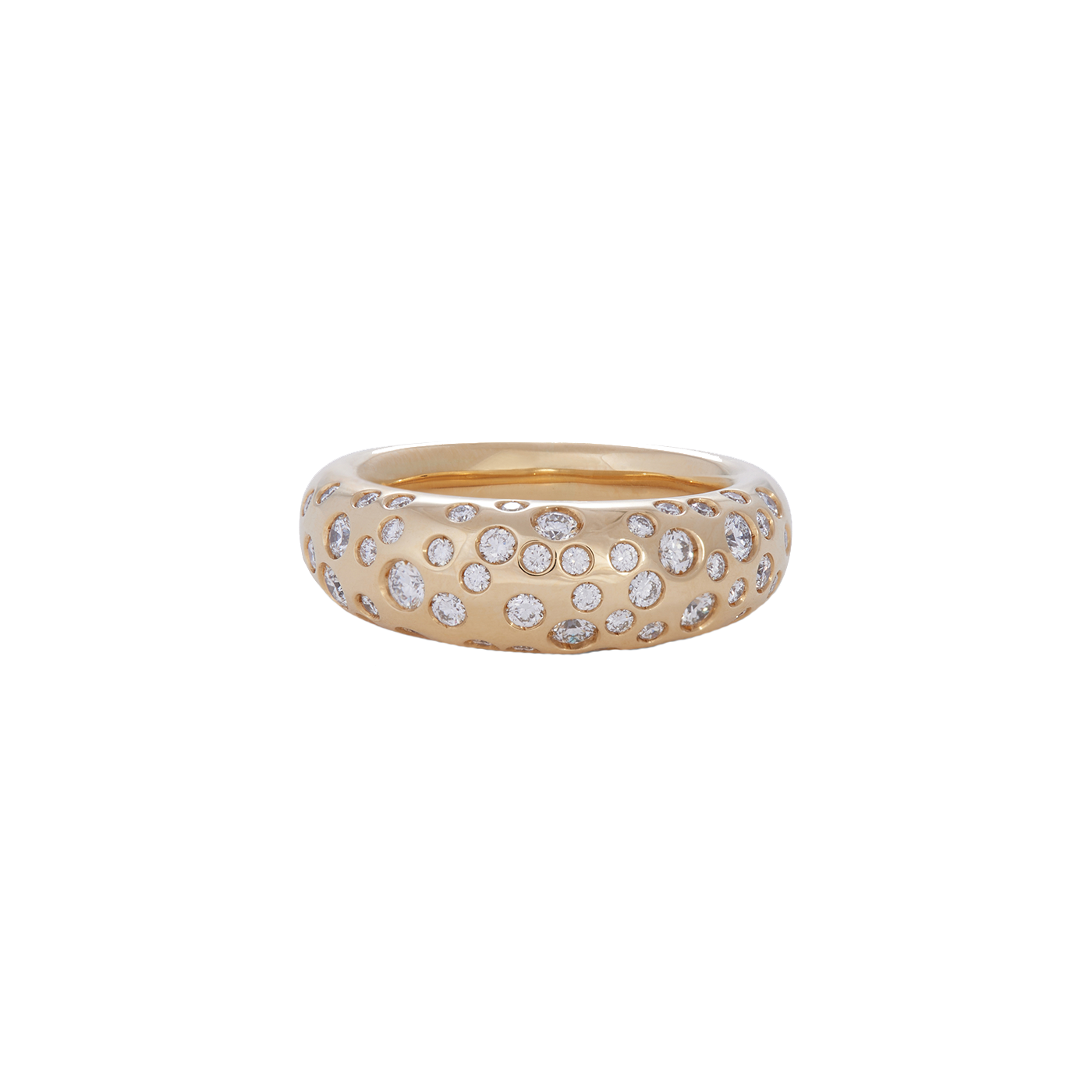 Spotted French Dome Ring with Diamonds | Yellow Gold / 6 | Rings