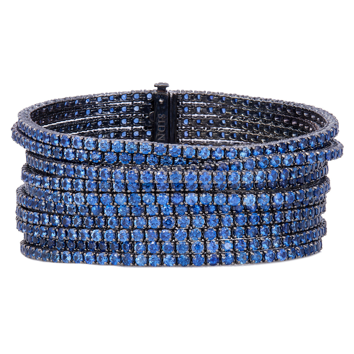 11 Row Bracelet with Sapphires | White Gold with Sapphire | Bracelets