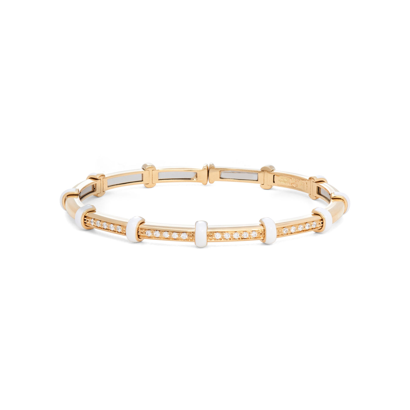 White Enamel Carly Bracelet with Diamonds | Diamond with White Enamel Stations / 6.2 in (15.75 cm) | Bracelets