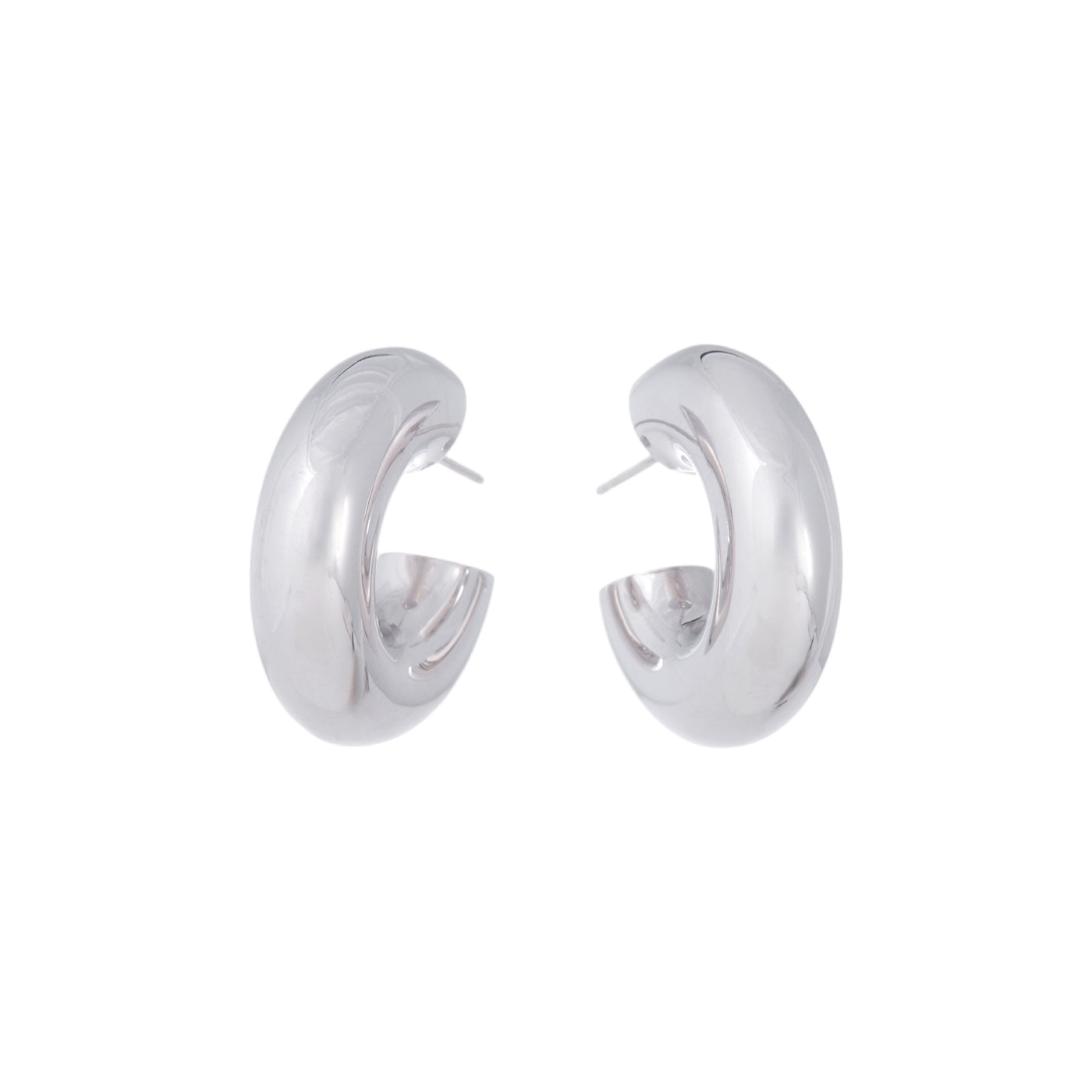 Wide Tubular Hoop Earrings | White Gold / 1.3 in (3.2 cm) | Earrings