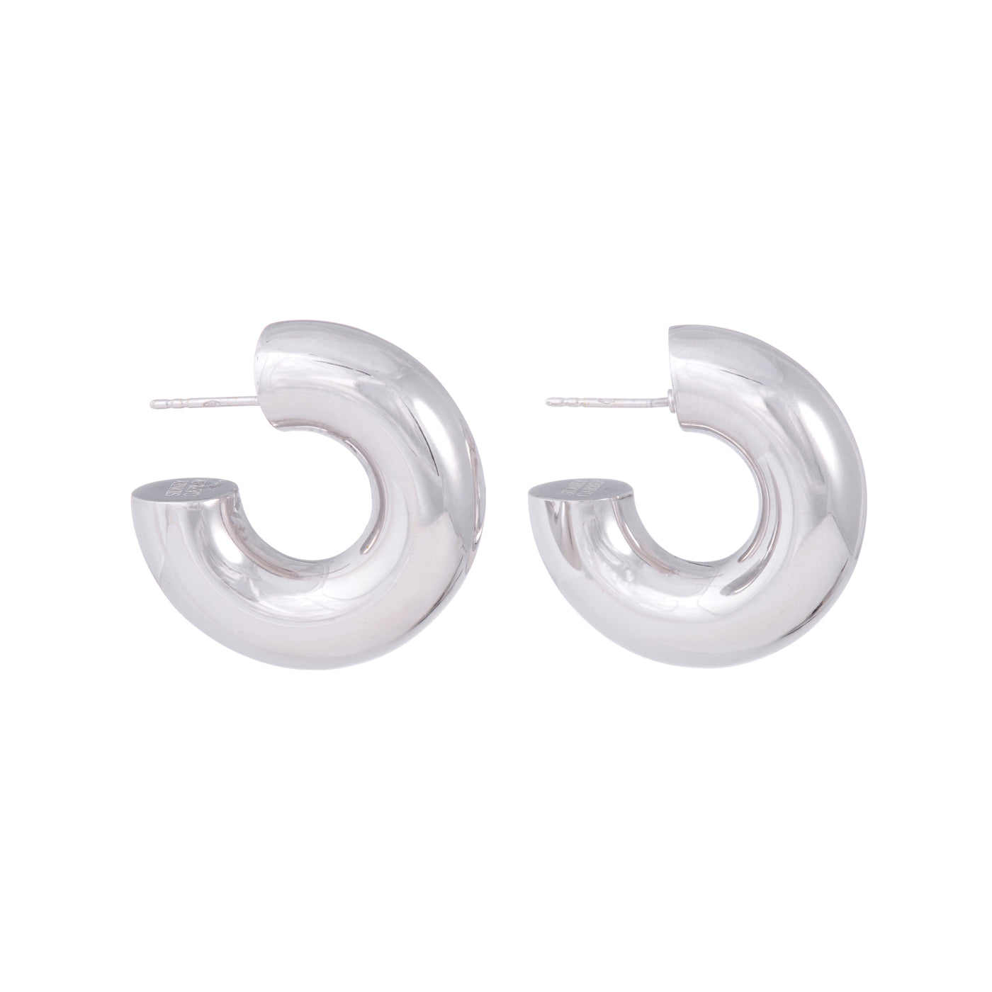 Wide Tubular Hoop Earrings | White Gold / 1.3 in (3.2 cm) | Earrings