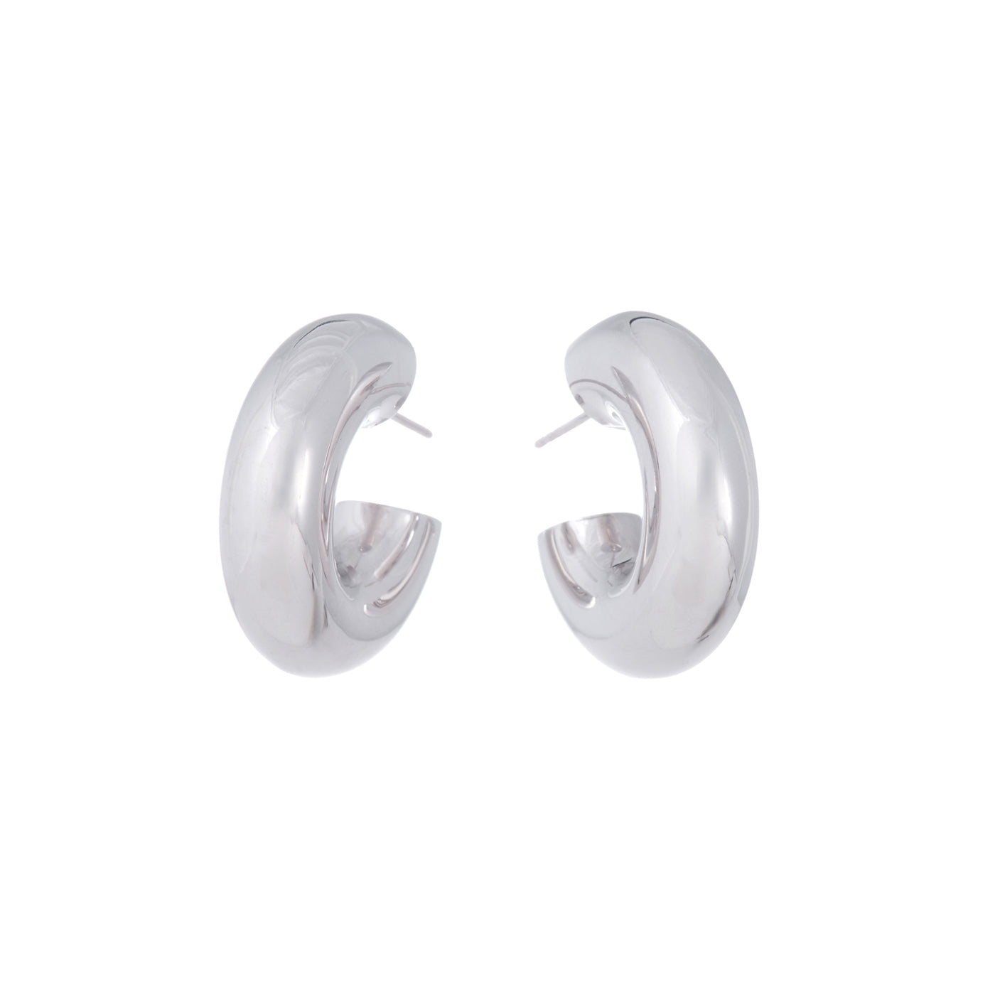 Wide Tubular Hoop Earrings | White Gold / 1.3 in (3.2 cm) | Earrings