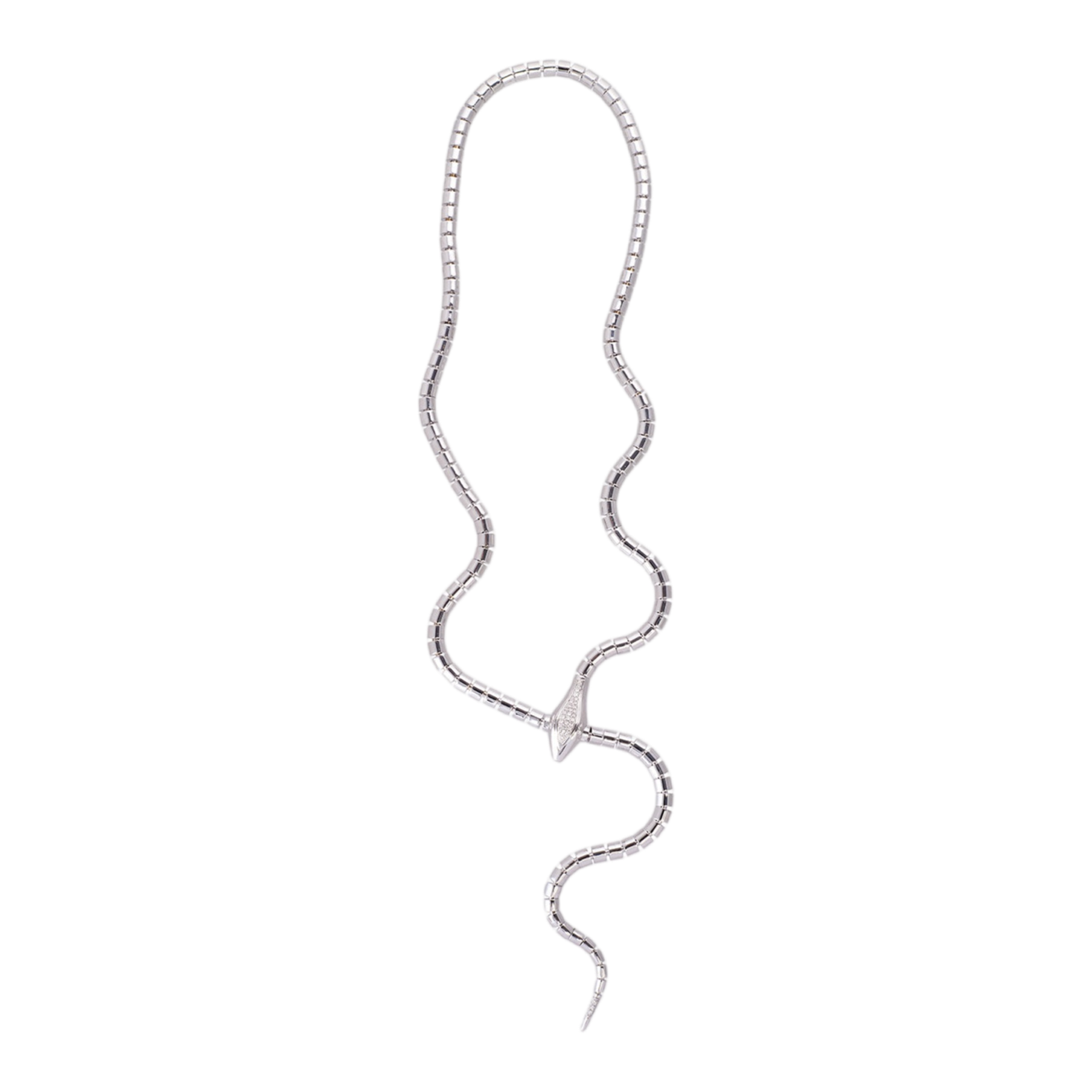 Wrap Around Snake Lariat with Diamonds | White Gold / 24 in (61 cm) | Necklaces
