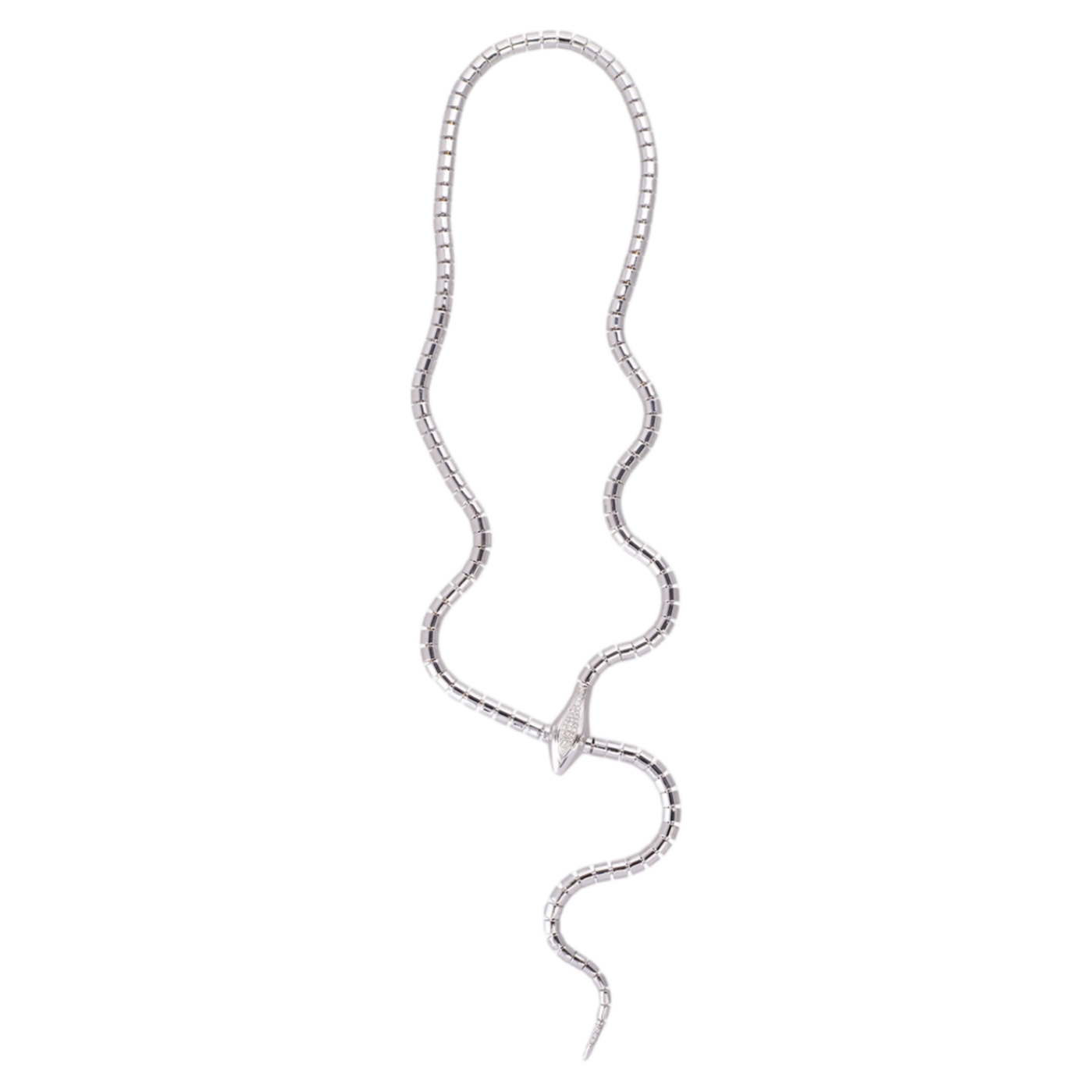 Wrap Around Snake Lariat with Diamonds | White Gold / 24 in (61 cm) | Necklaces
