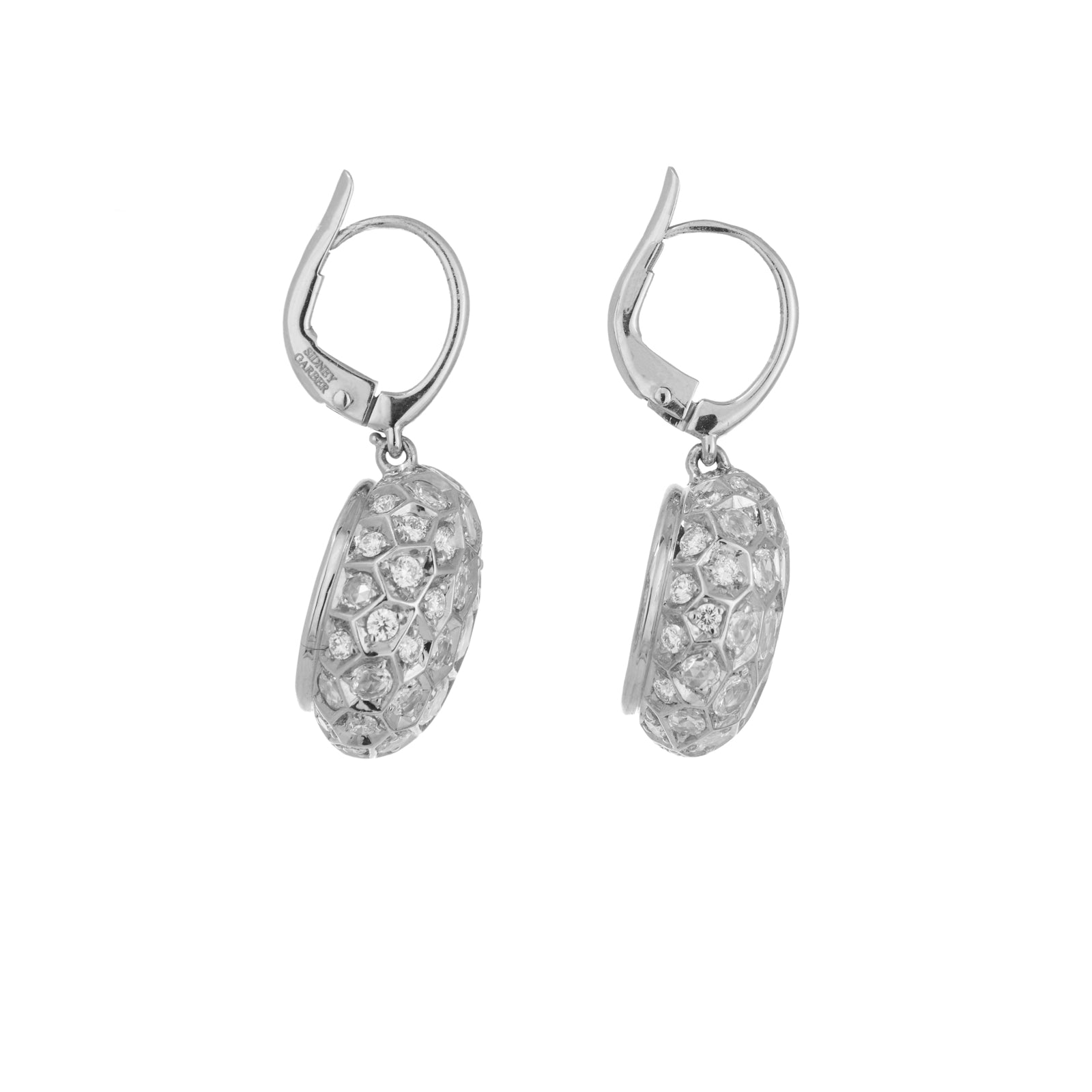 Honeycomb Earrings with Diamonds - Small | White Gold / 1 in | Earrings