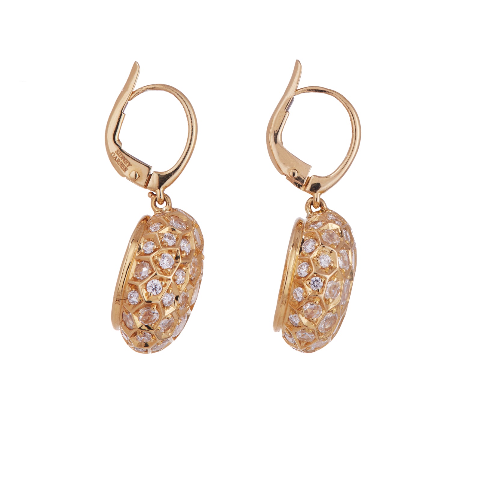 Honeycomb Earrings with Diamonds - Small | Yellow Gold / 1 in | Earrings