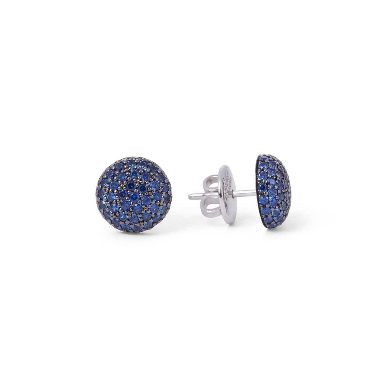 Perfect Pavé Button Earrings with Sapphires