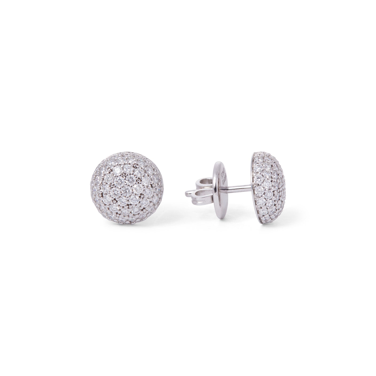 Perfect Pavé Button Earrings with Diamonds | White Gold Diamond Pavé / Medium | Earrings