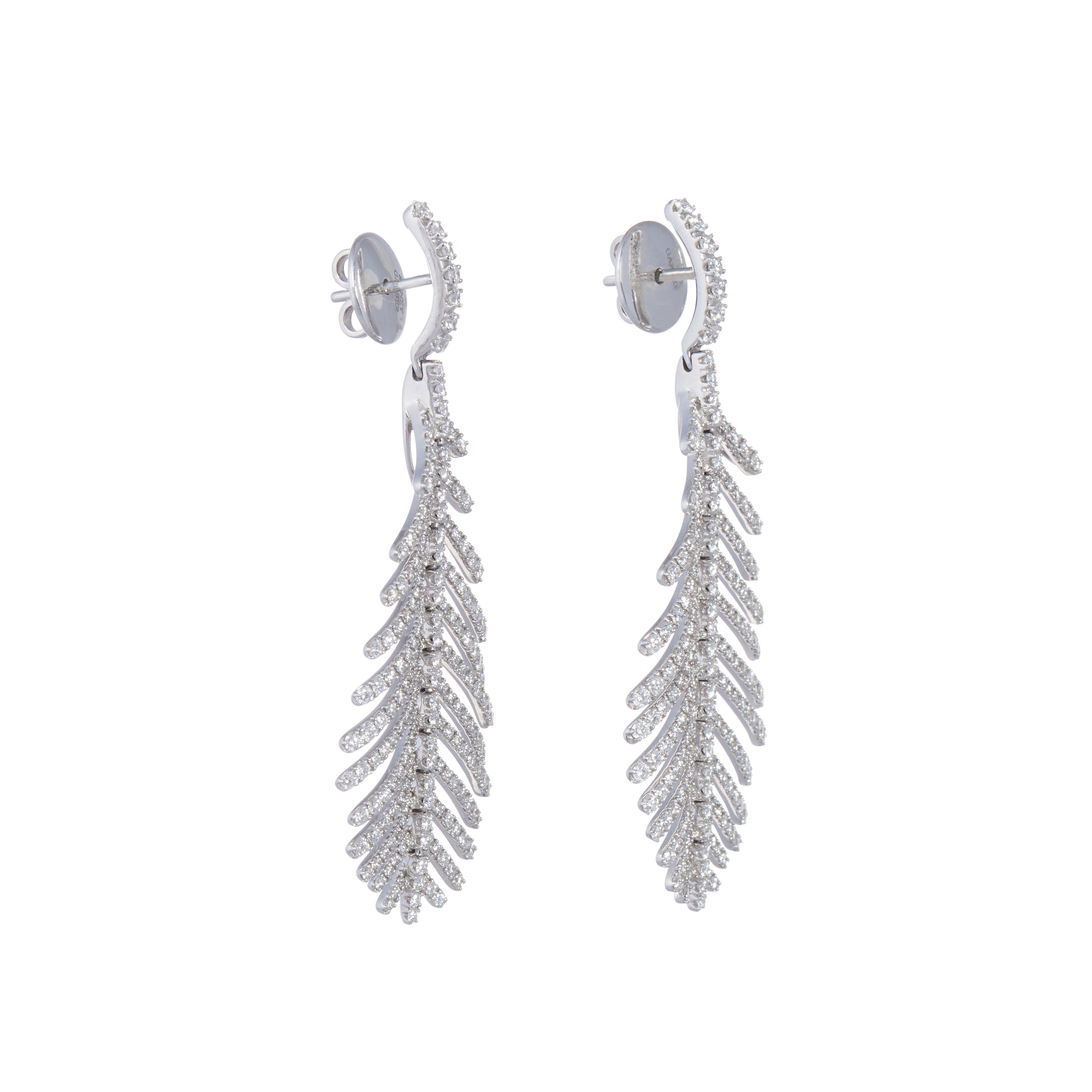Plume Earrings with Diamond Pavé
