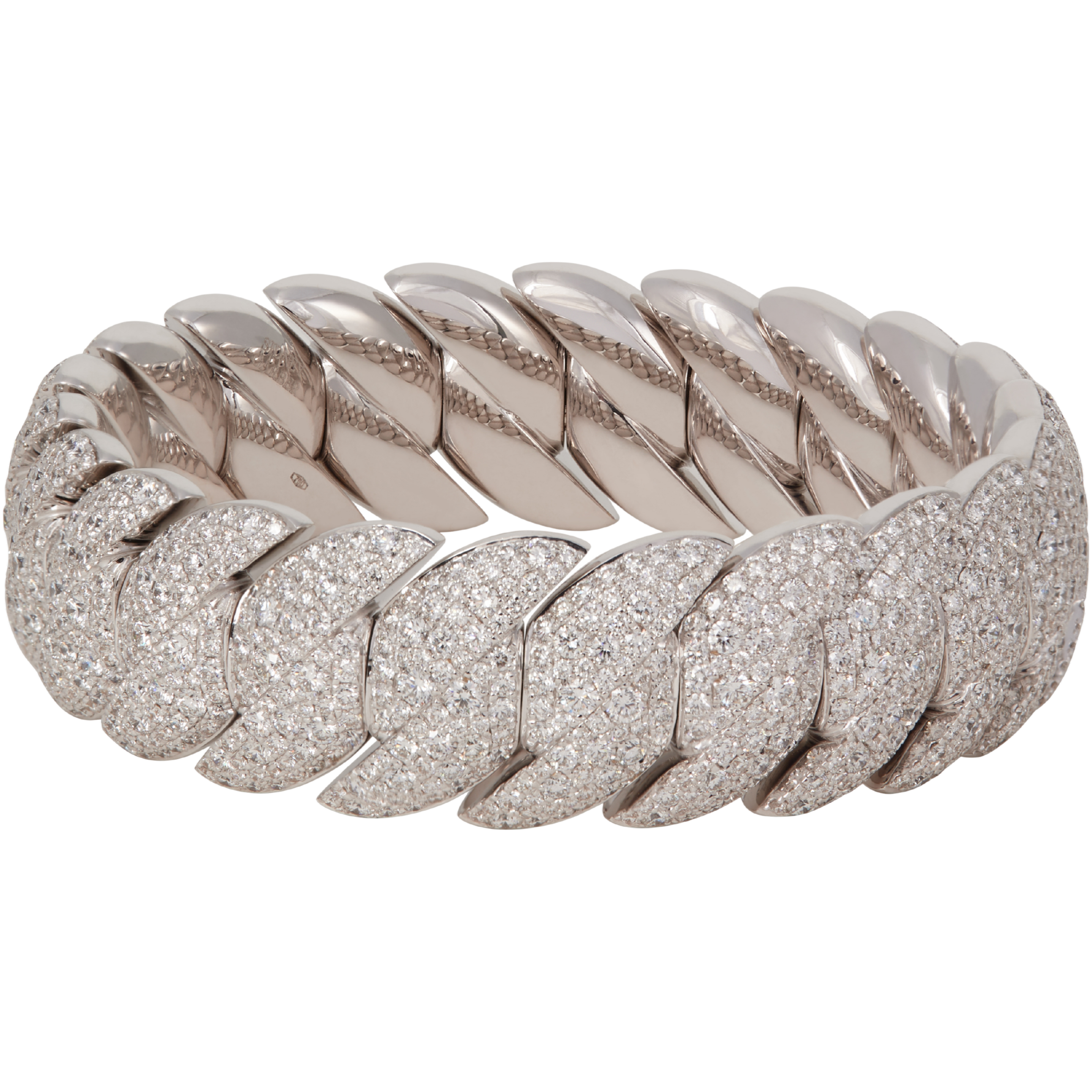 Wave Link Bracelet with Diamonds