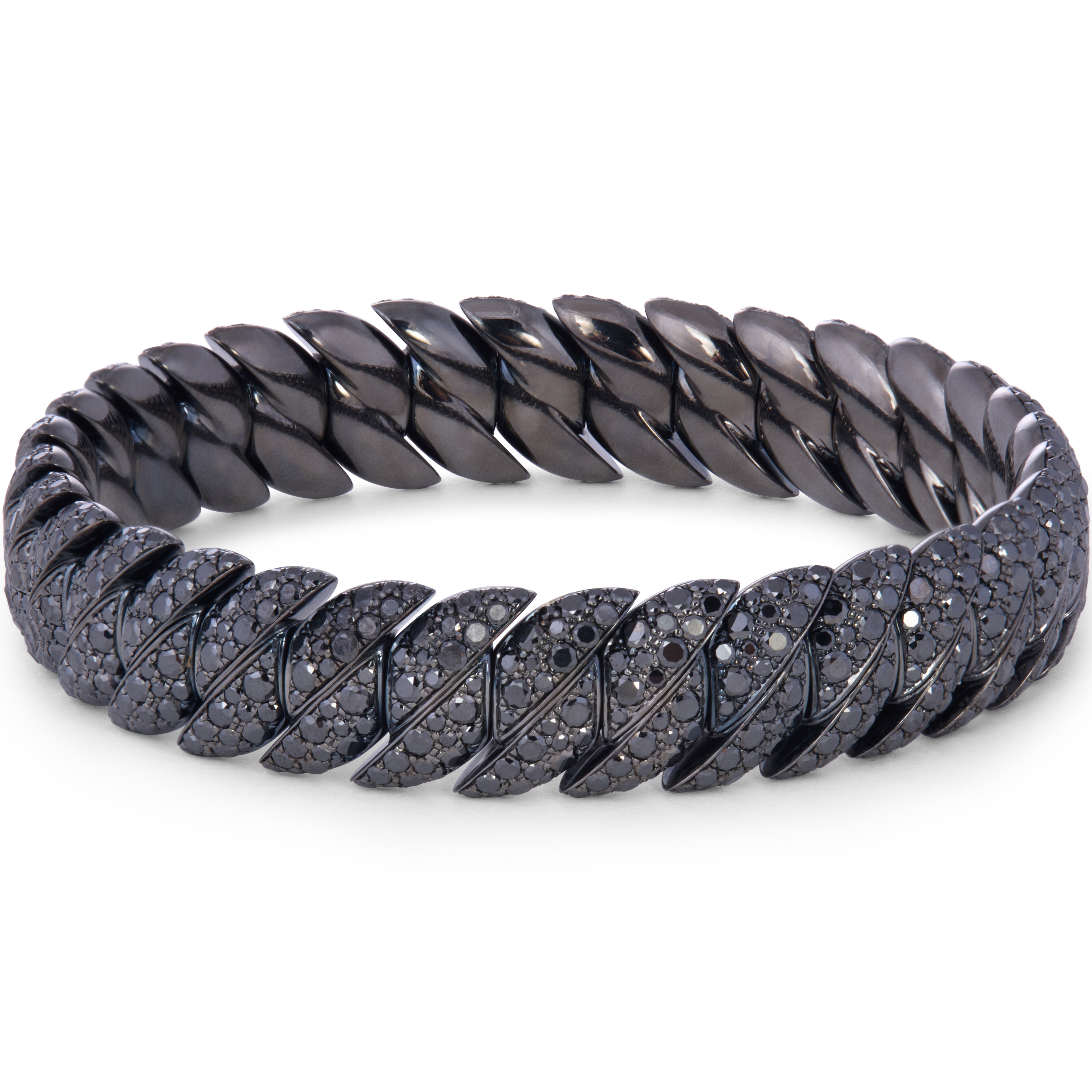 Narrow Wave Link Bracelet with Diamonds