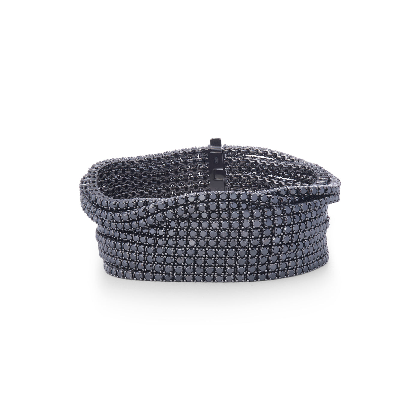 11 Row Bracelet with Black Diamonds | White Gold with Black Diamond | Bracelets
