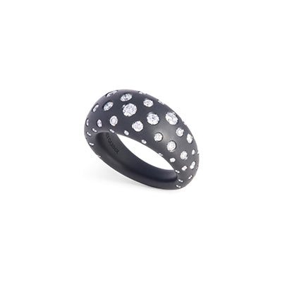 Titanium French Dome Spotted Diamond Ring