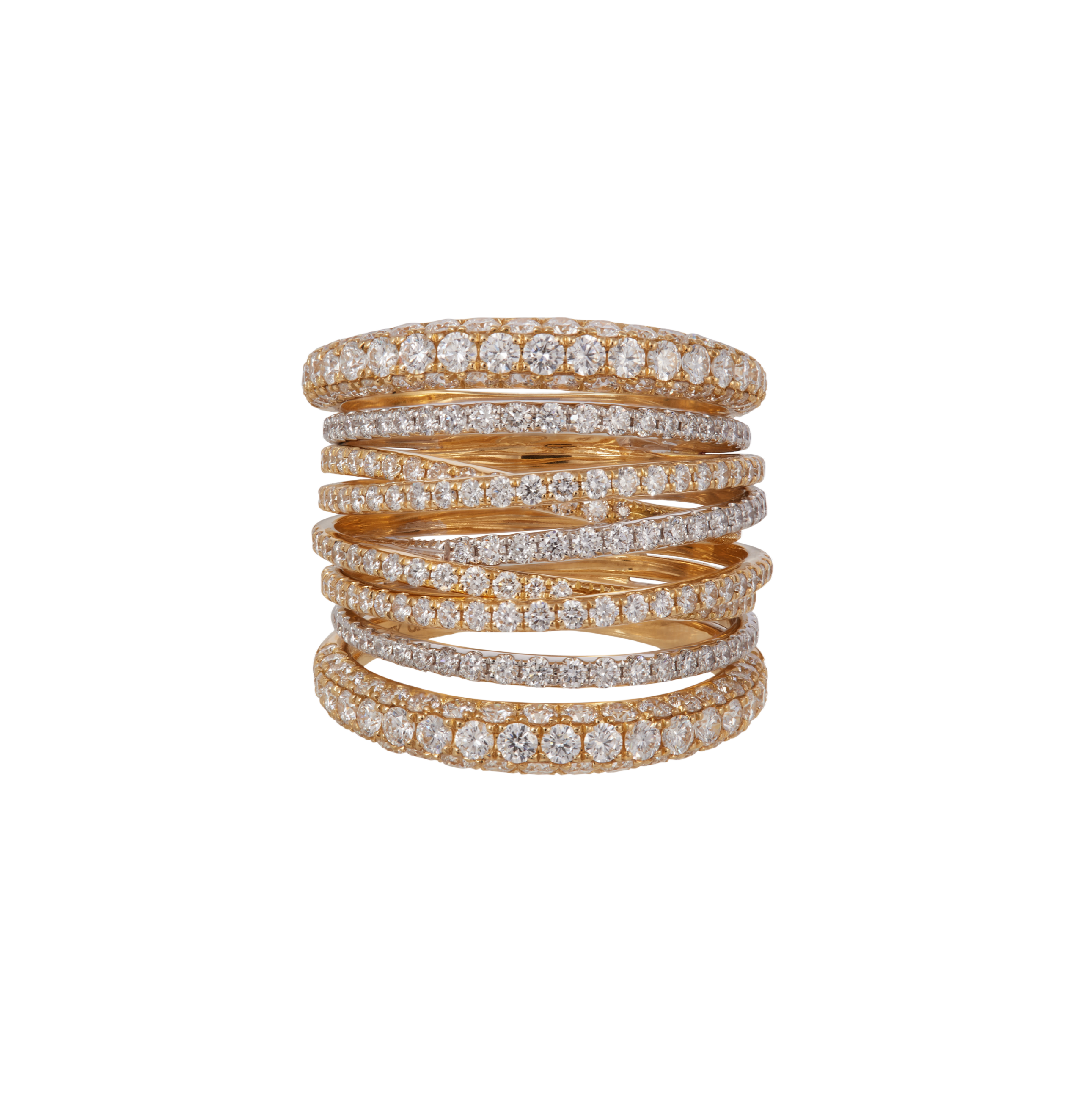 Tall Mixed Gold Diamond Scribble Ring