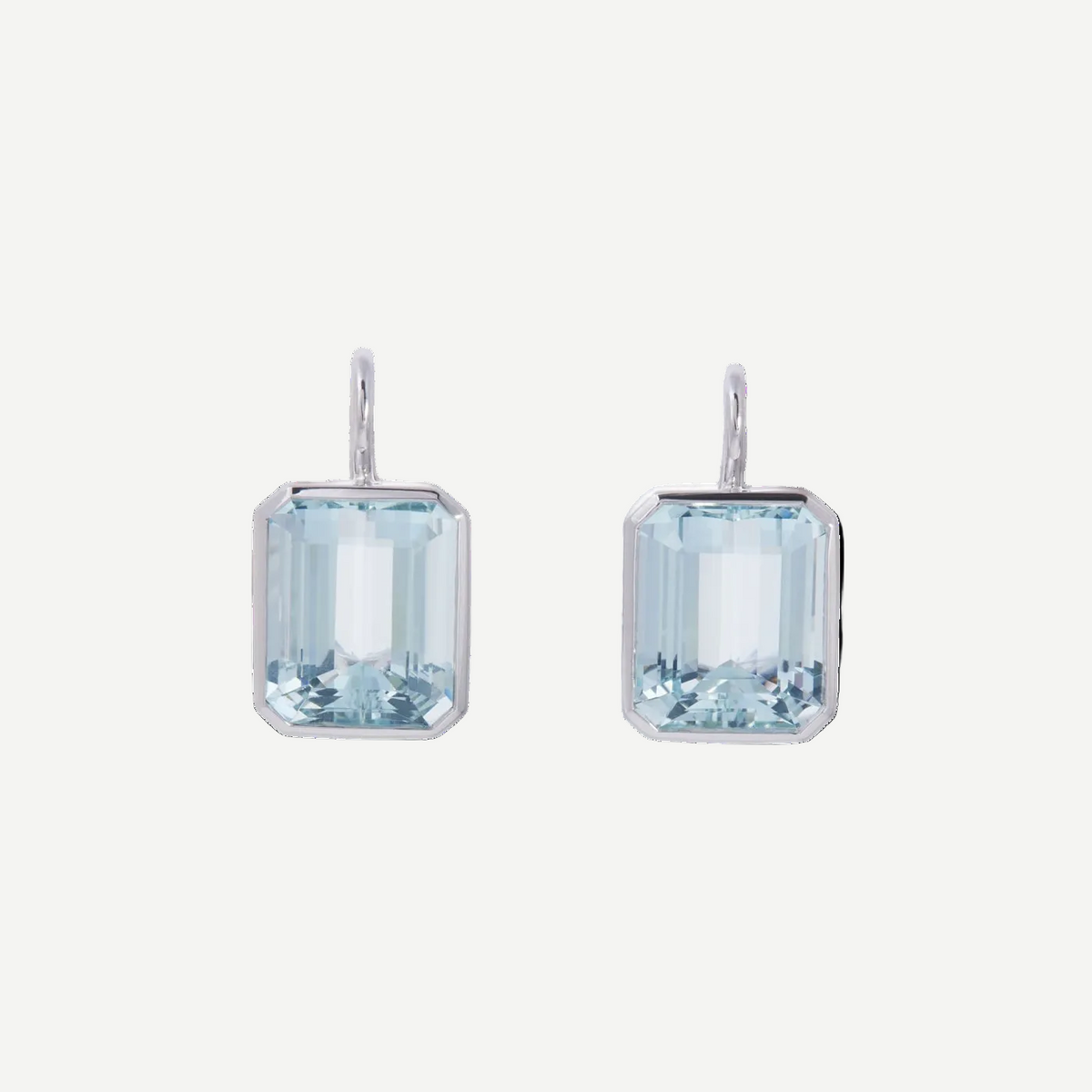Emerald Cut Aqua Earrings | White Gold | Earrings