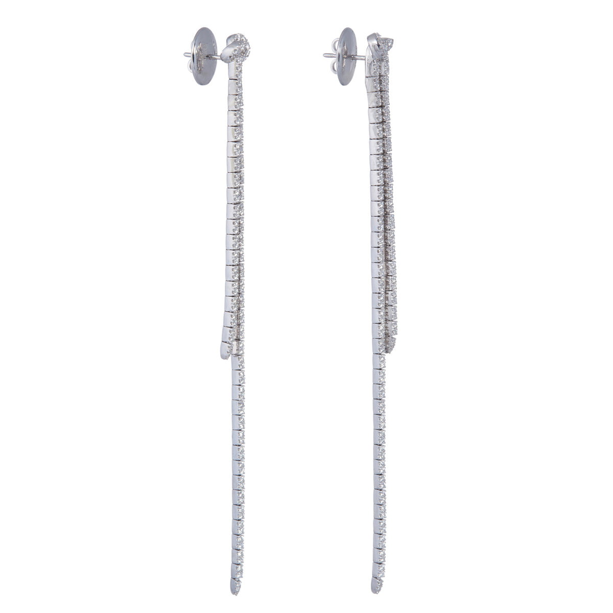 Long Knot Earrings with Diamond Pavé featuring slender, linear designs and sparkling diamonds