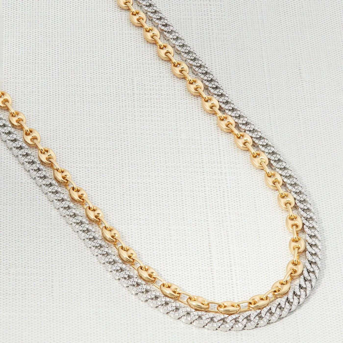 Gourmette Necklace with Double-Sided Pavé