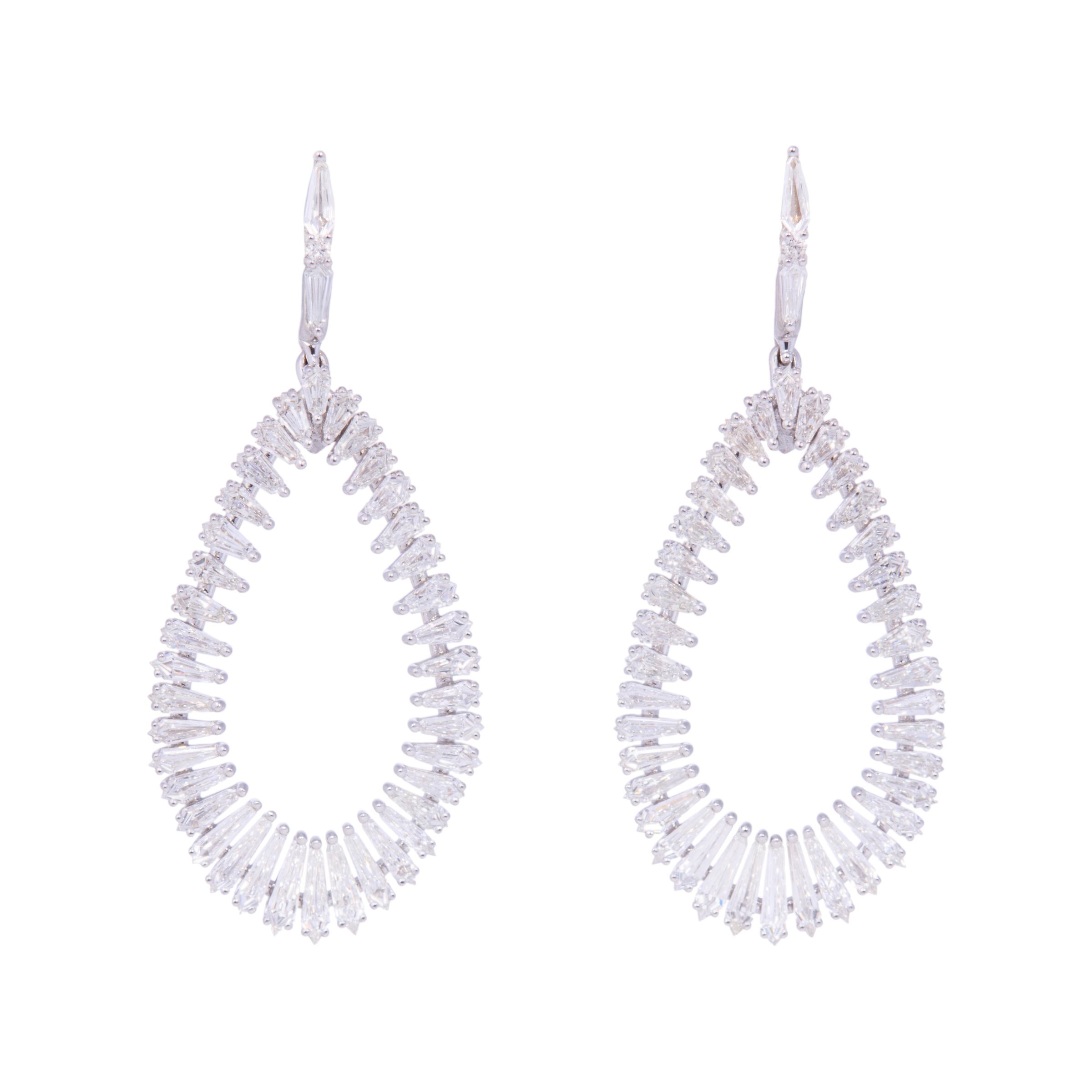 Kite Cut Diamond Teardrop Drop Earrings