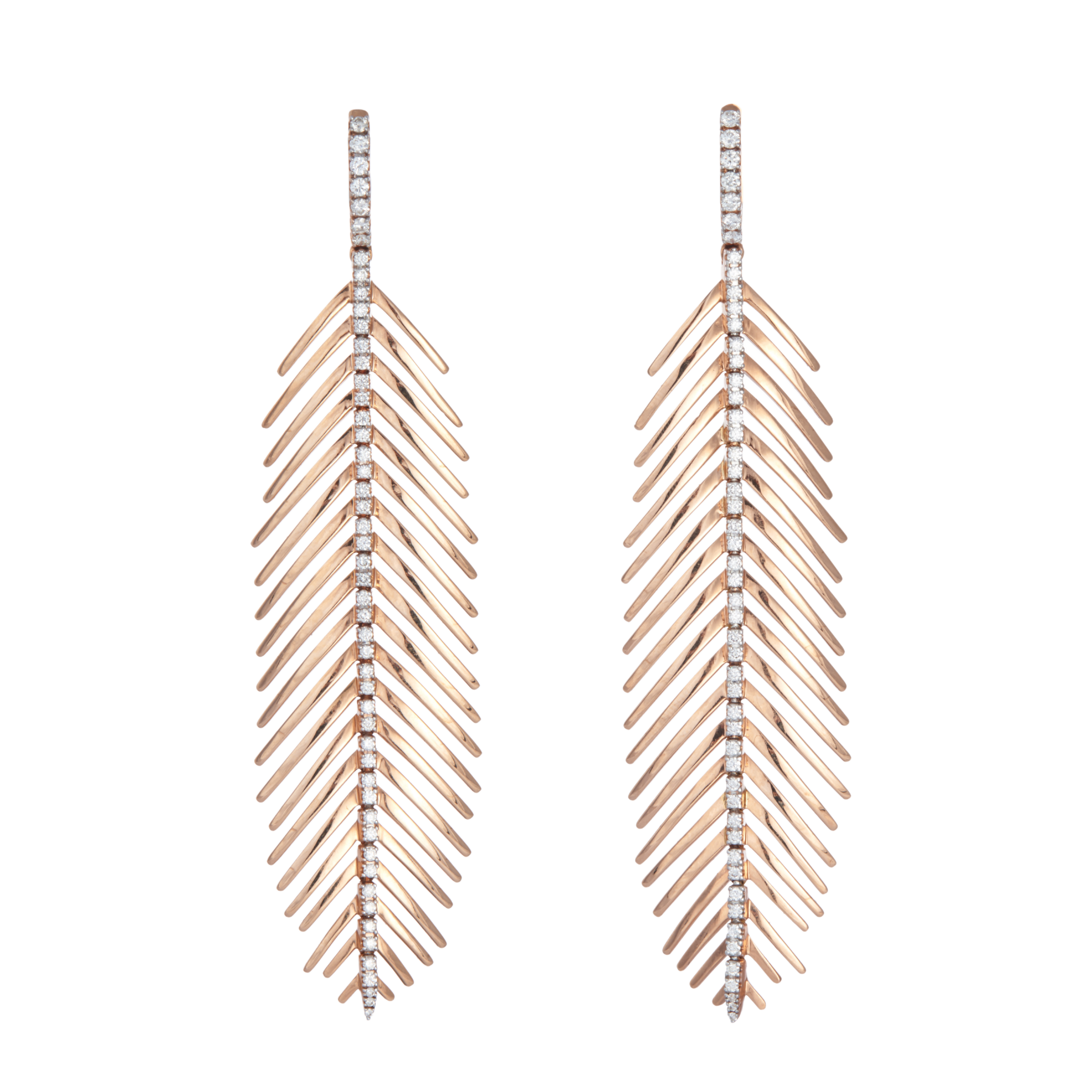 Feathers That Move Earrings with Diamond Spine