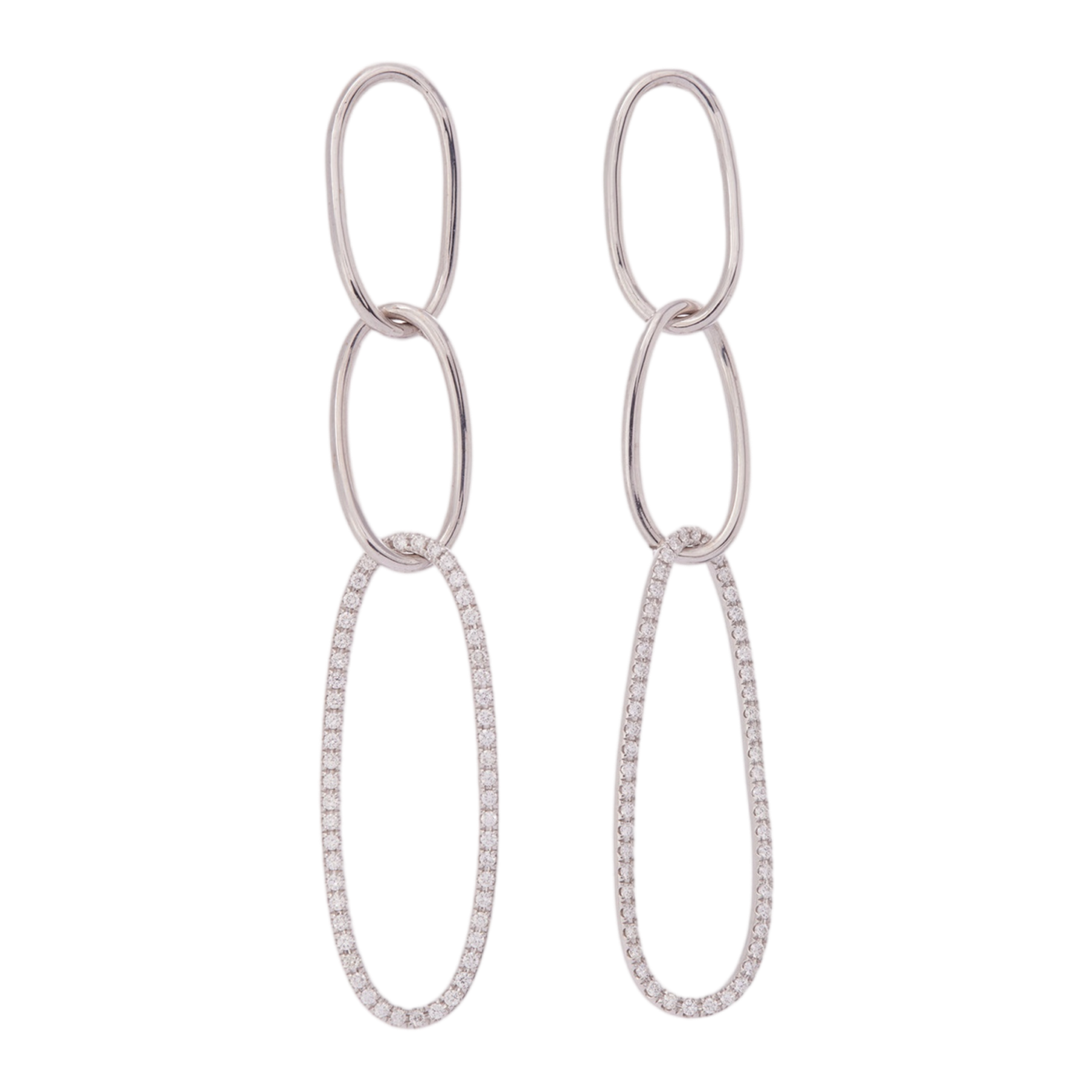 Triple Jules Earrings with Diamonds | White Gold | Earrings