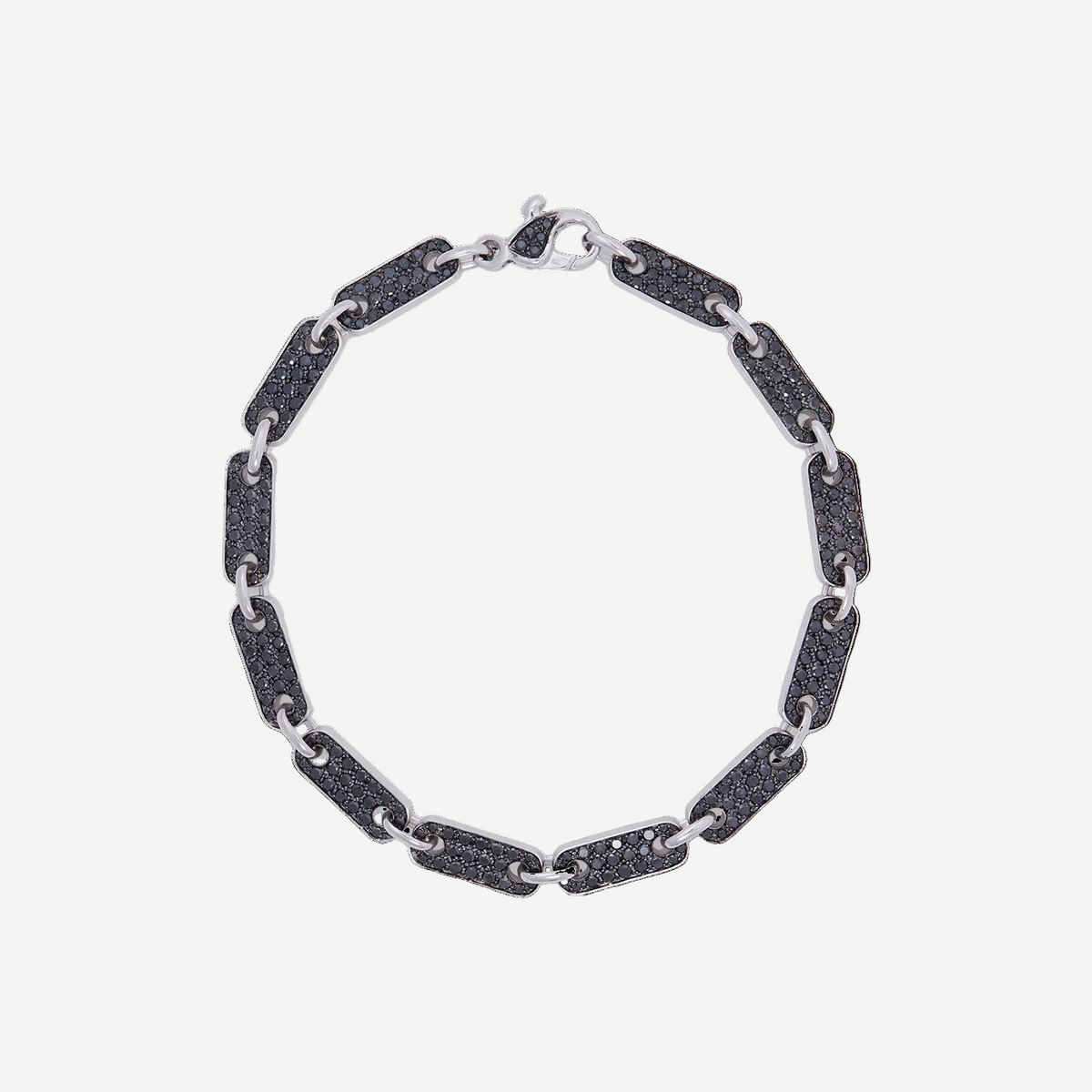 Tab Chain Bracelet with Black Diamond Pavé | White Gold / 8 in (20.32 cm) | Bracelets