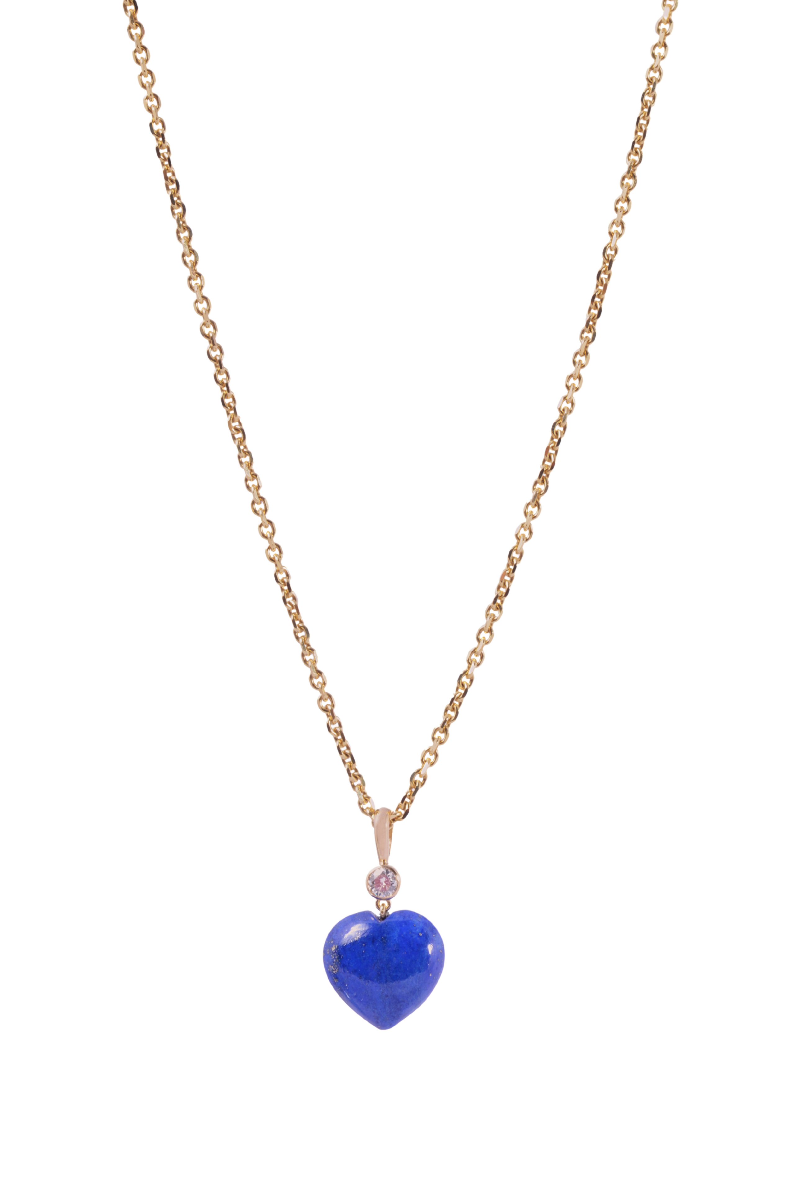 Lapis Heart Charm with Diamond