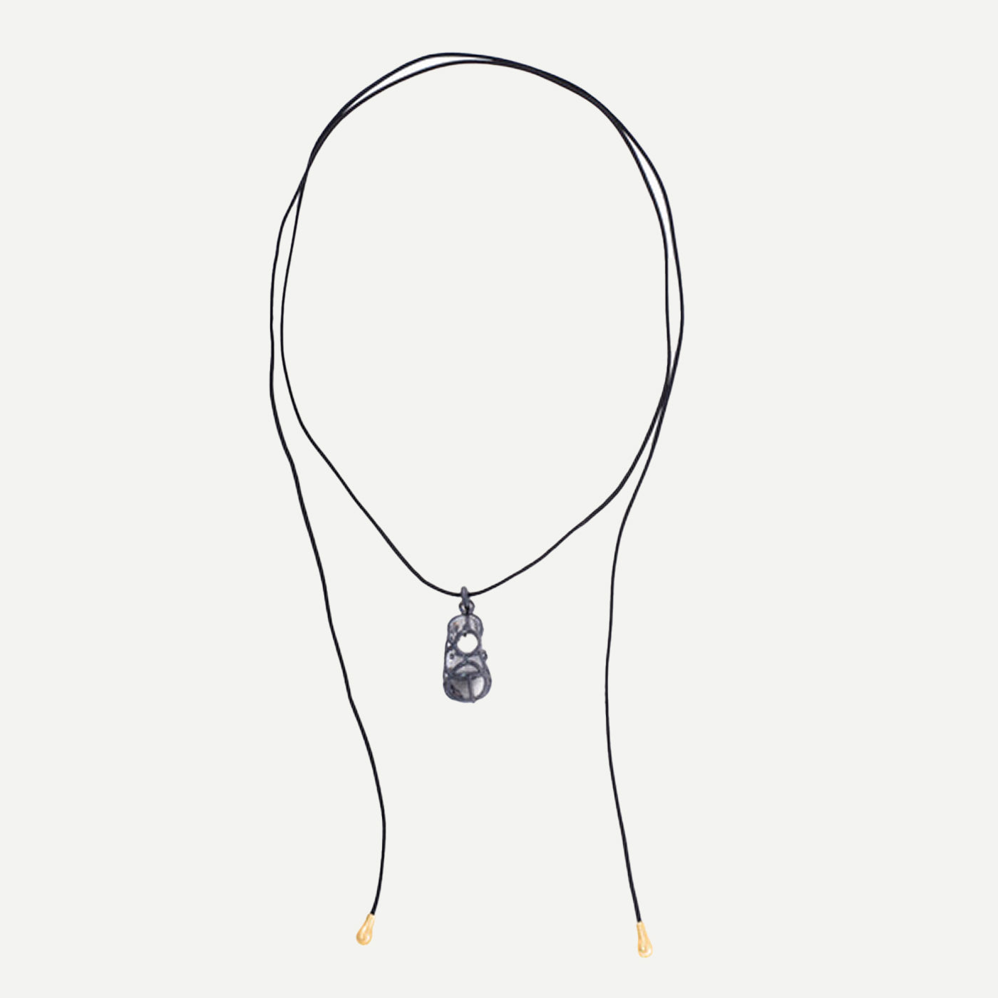 Tendril Leather & Glass Vertical Pendant with Gold