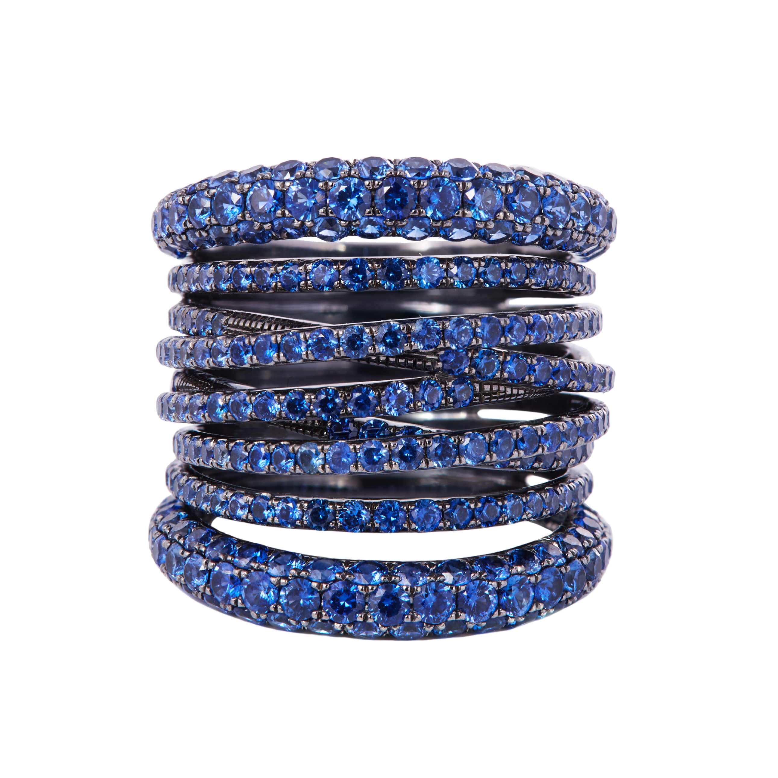 Tall Sapphire Scribble Ring
