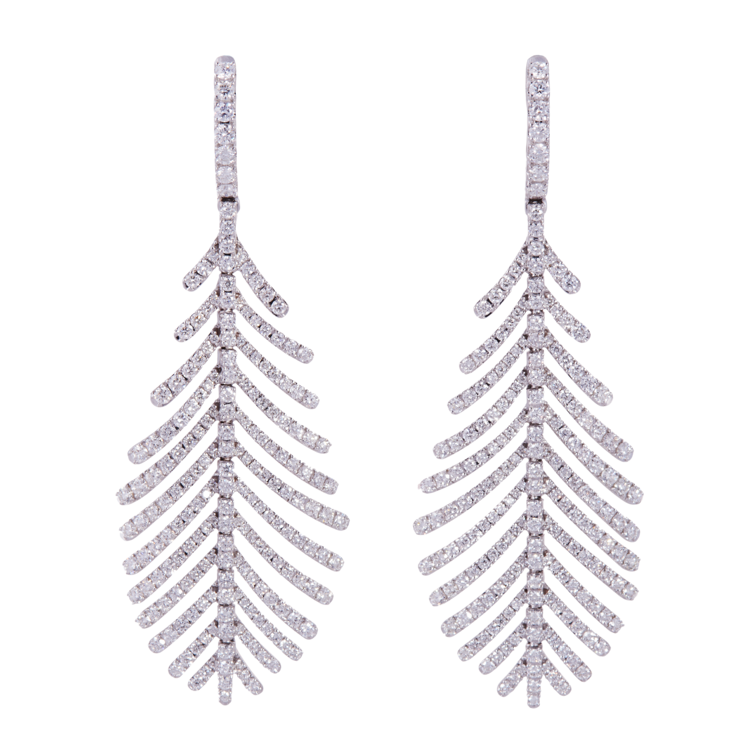Plume Earrings with Diamond Pavé