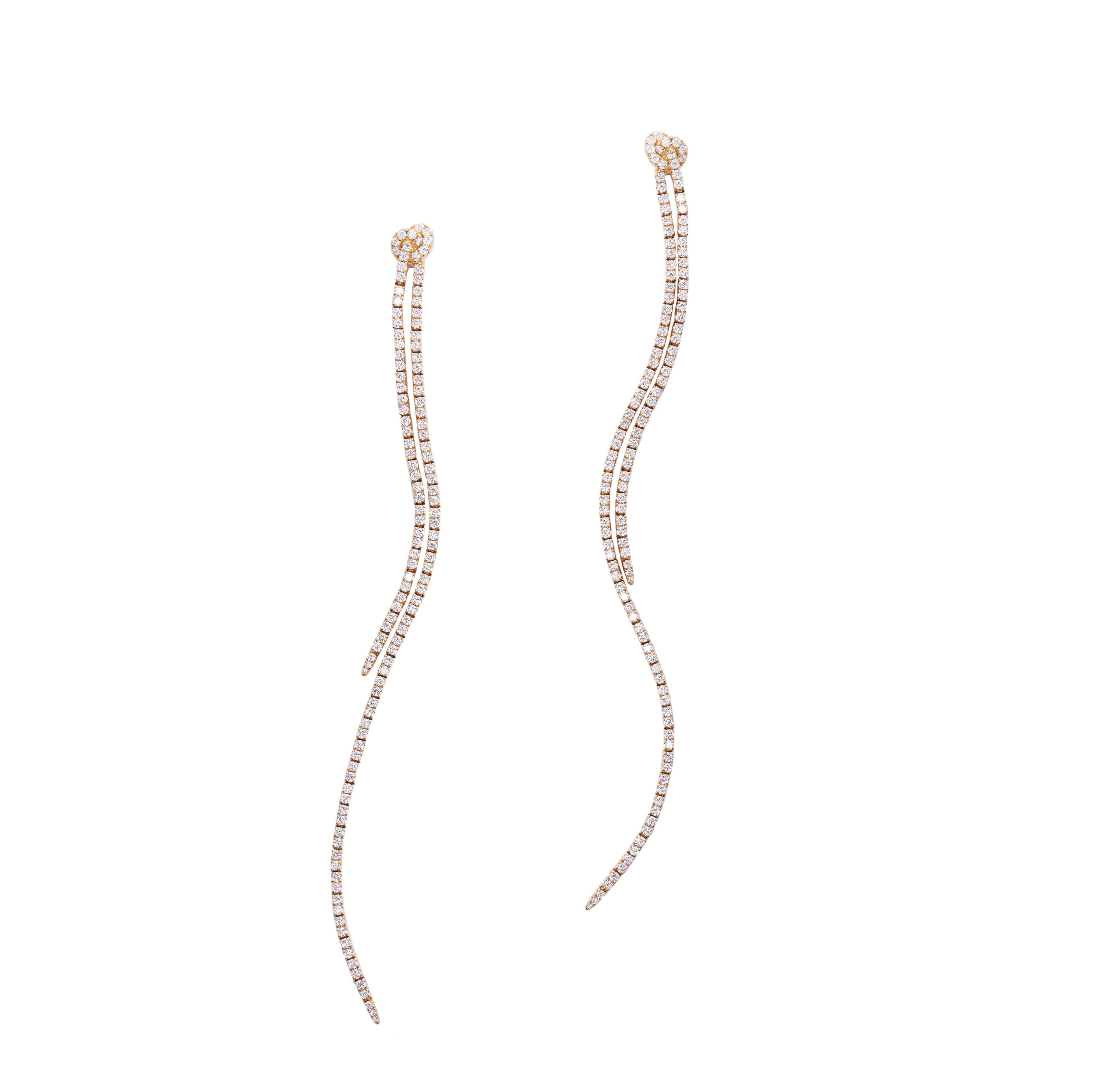 Long Knot Earrings with Diamond Pavé
