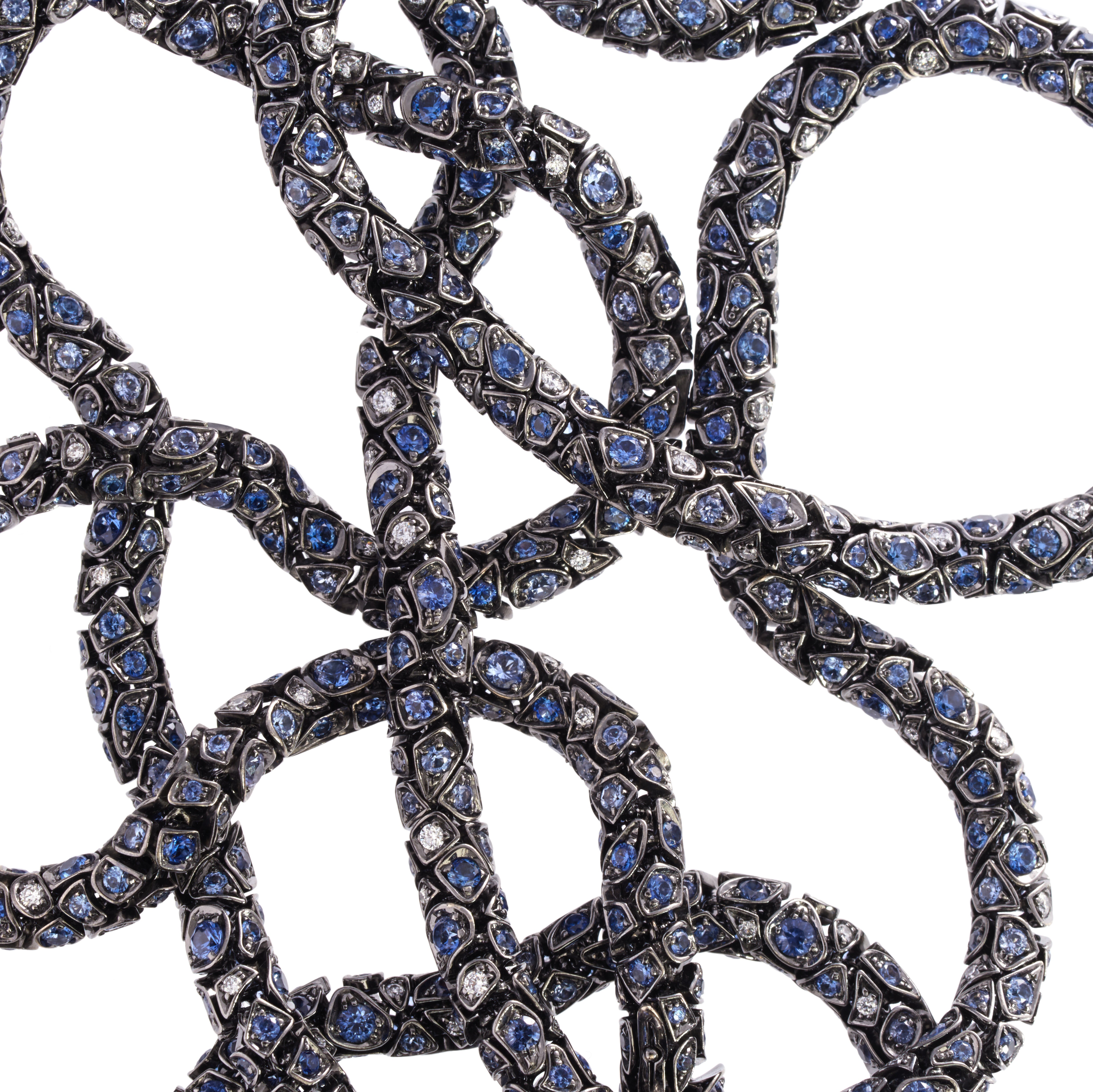 Blue Jean Sapphire and Diamond Rope Necklace