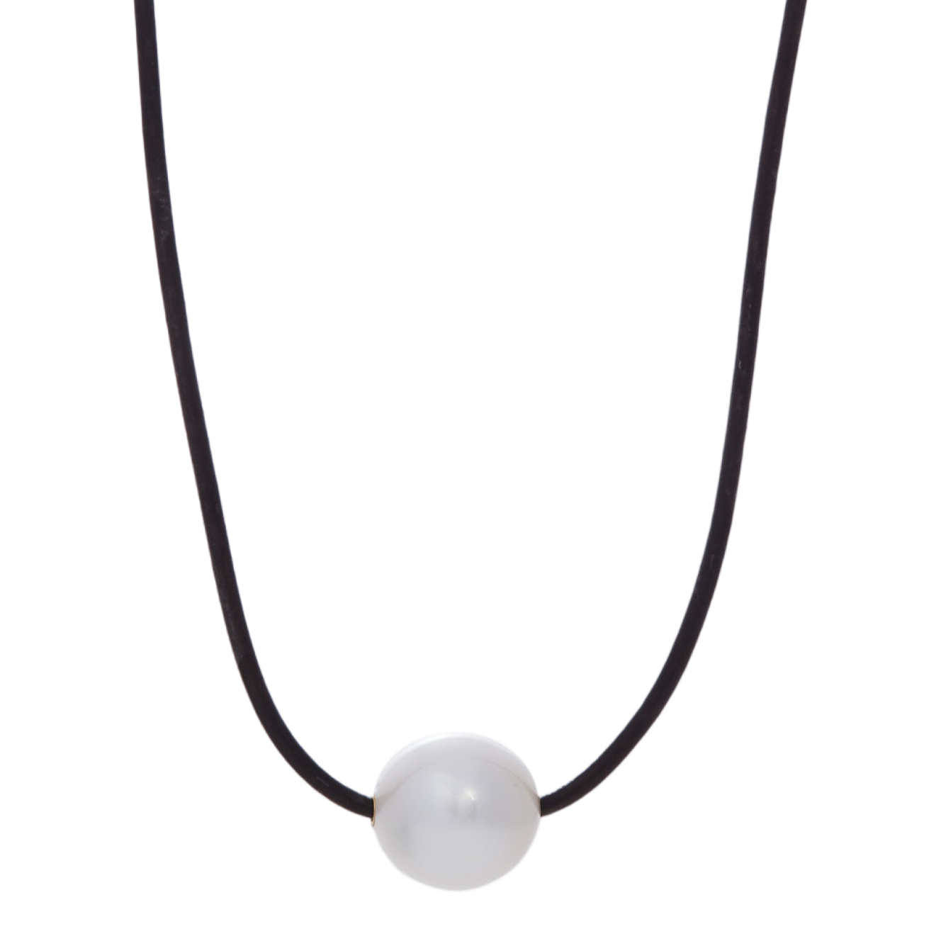 Pearl on a Cord Necklace | Pearl with Yellow Gold on Cord / 14 - 15 in (35.5 - 38 cm) | Necklaces