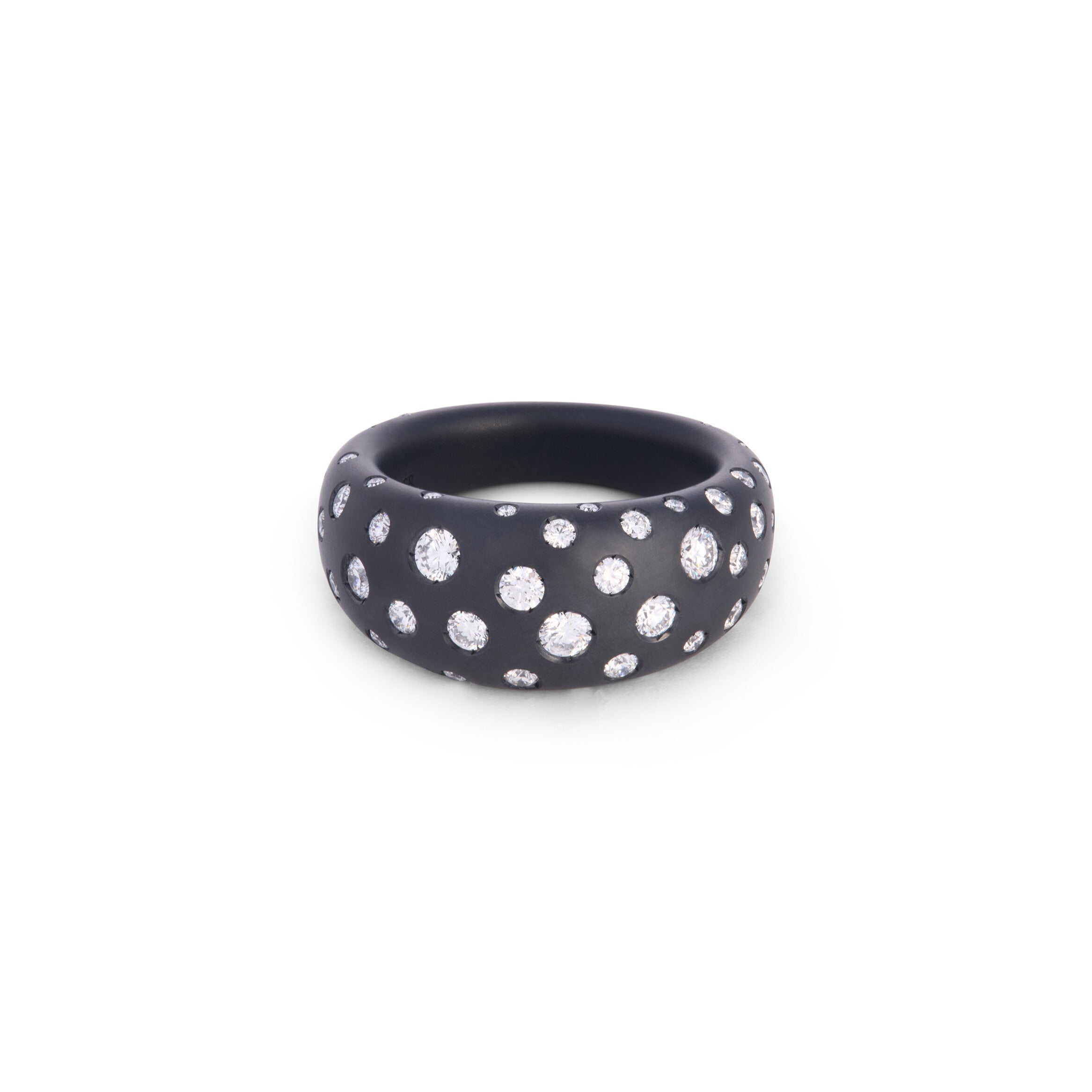 Titanium French Dome Spotted Diamond Ring
