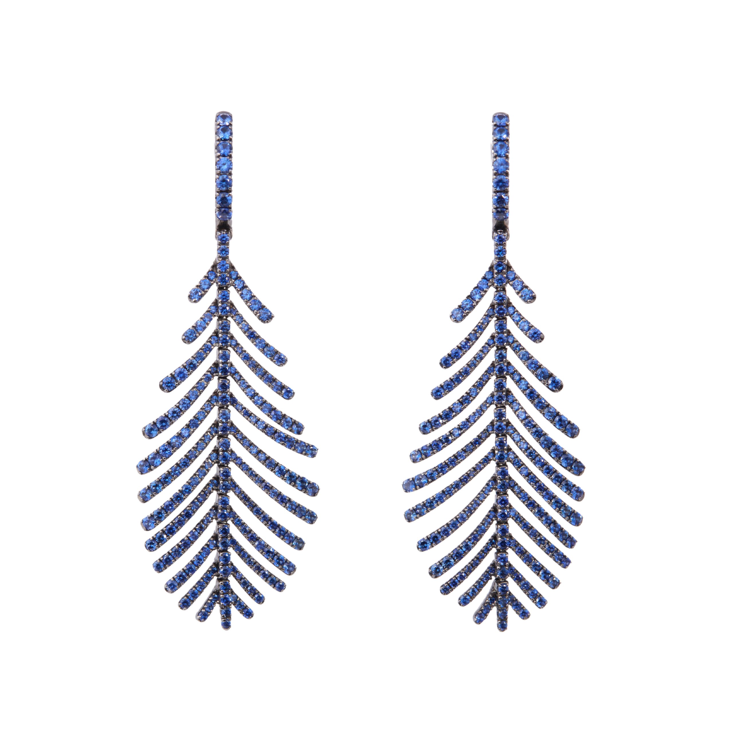 Plume Earrings with Sapphire Pavé