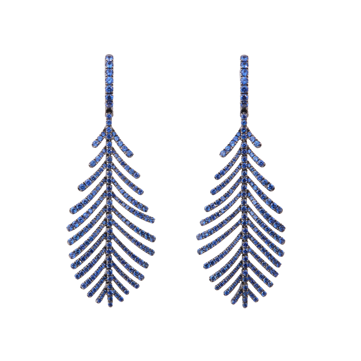 Plume Earrings with Sapphire Pavé