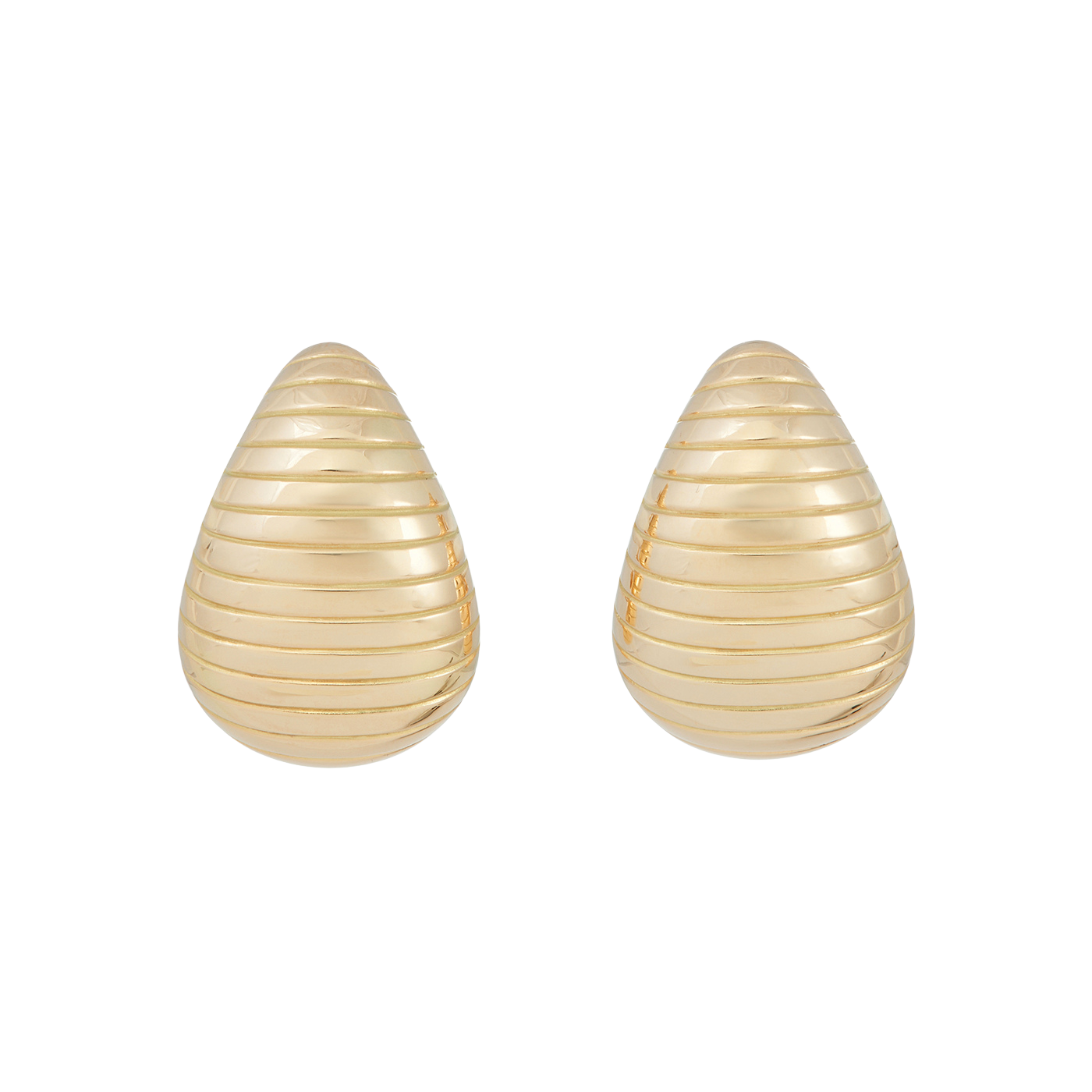 Grooved Anjou Earrings | Yellow Gold / 1.5 x 1 in (3.7 x 2.6 cm) | Earrings